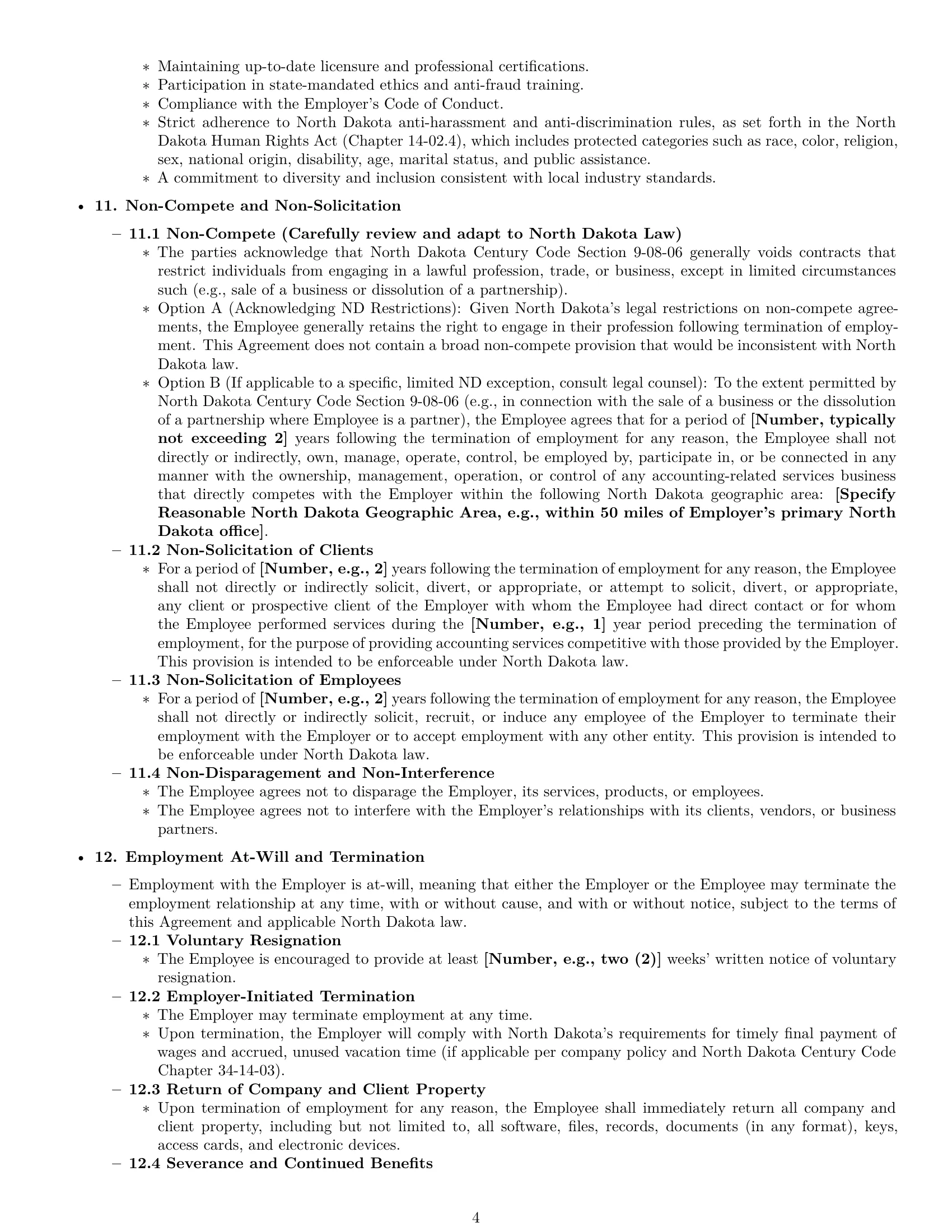 Preview page 4 of Pro North Dakota accountant employment contract template