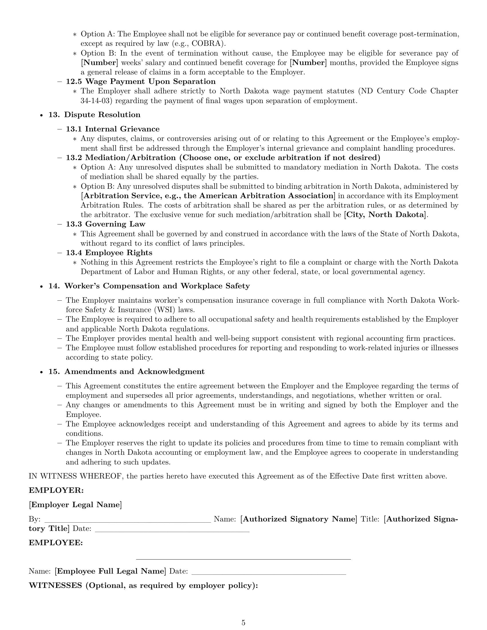 Preview page 5 of Pro North Dakota accountant employment contract template