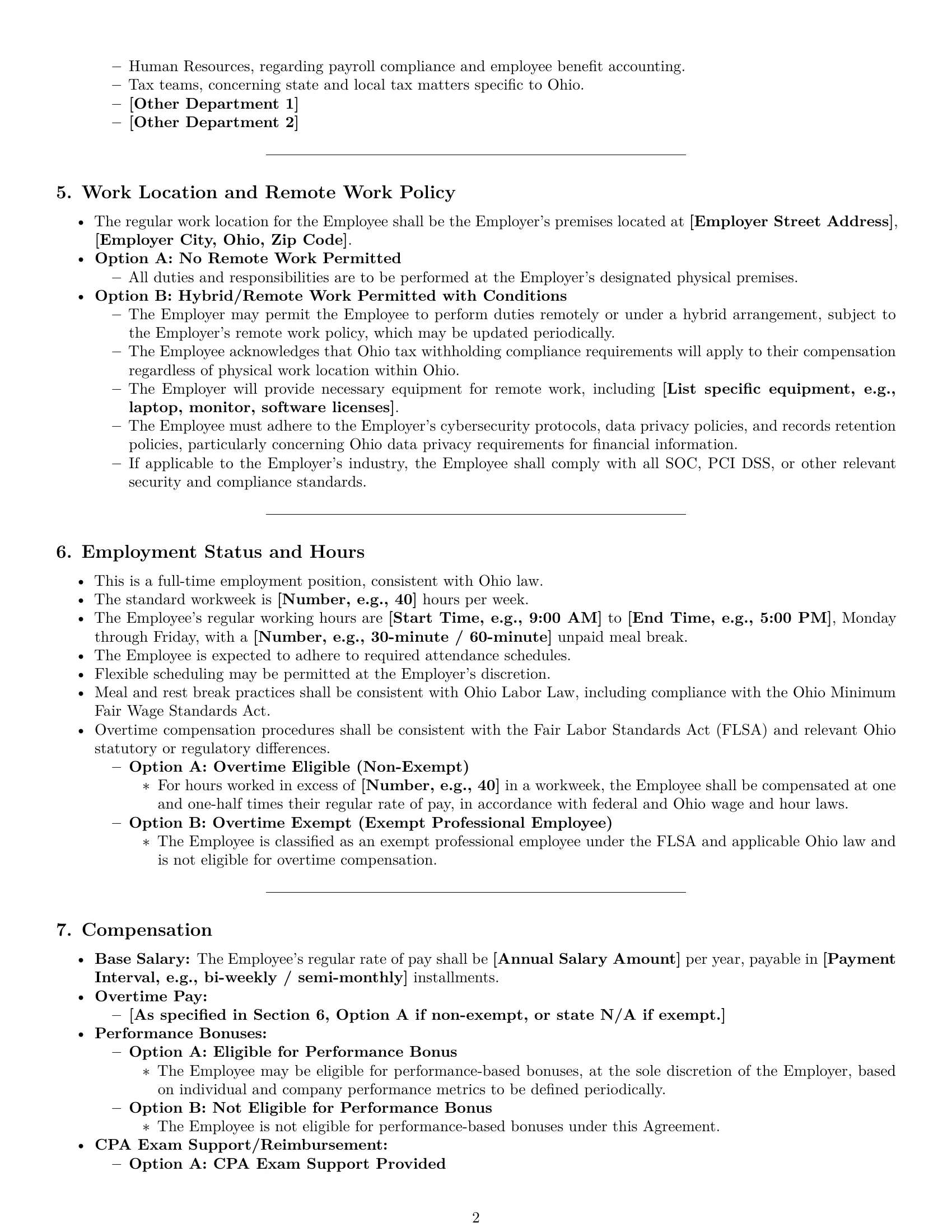 Preview page 2 of Pro Ohio accountant employment contract template