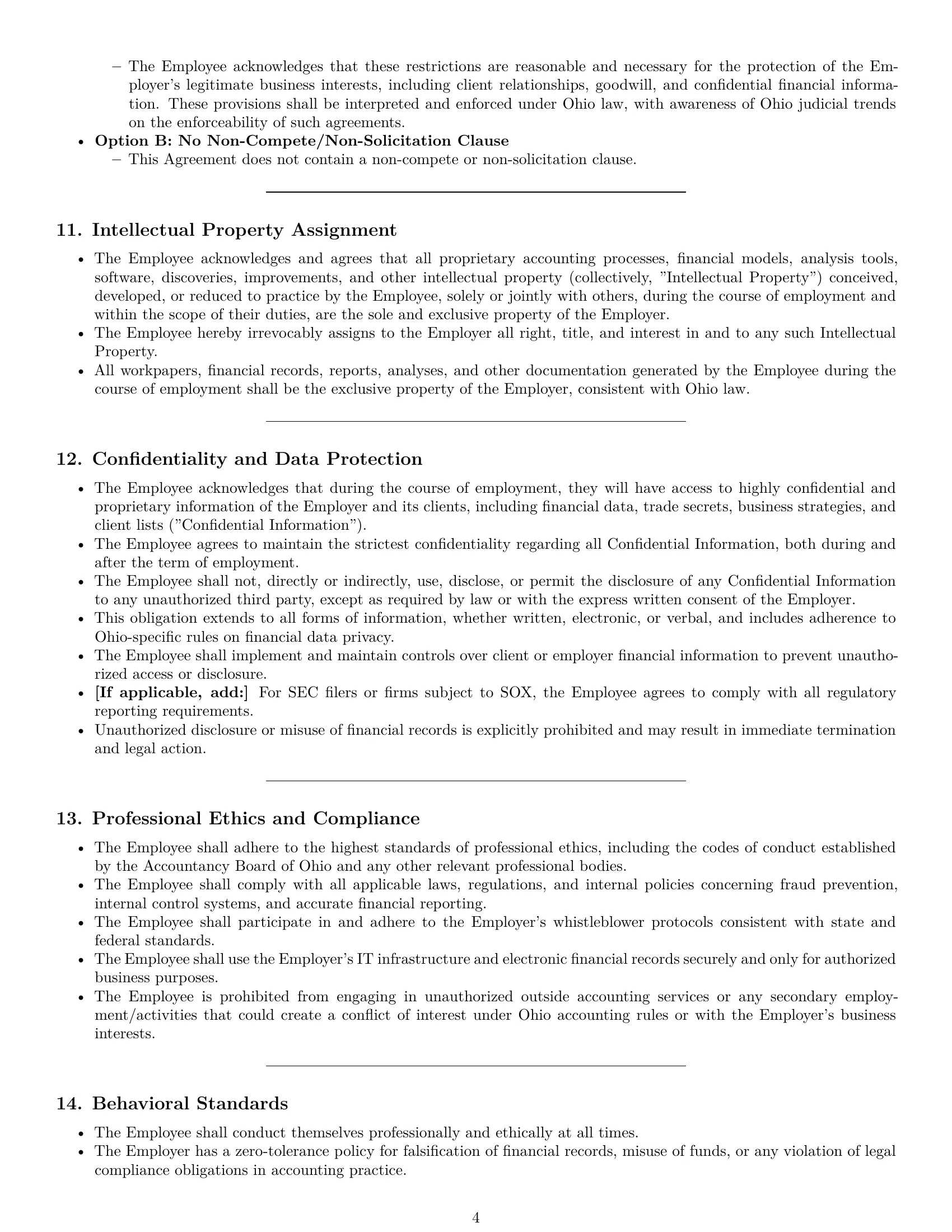 Preview page 4 of Pro Ohio accountant employment contract template