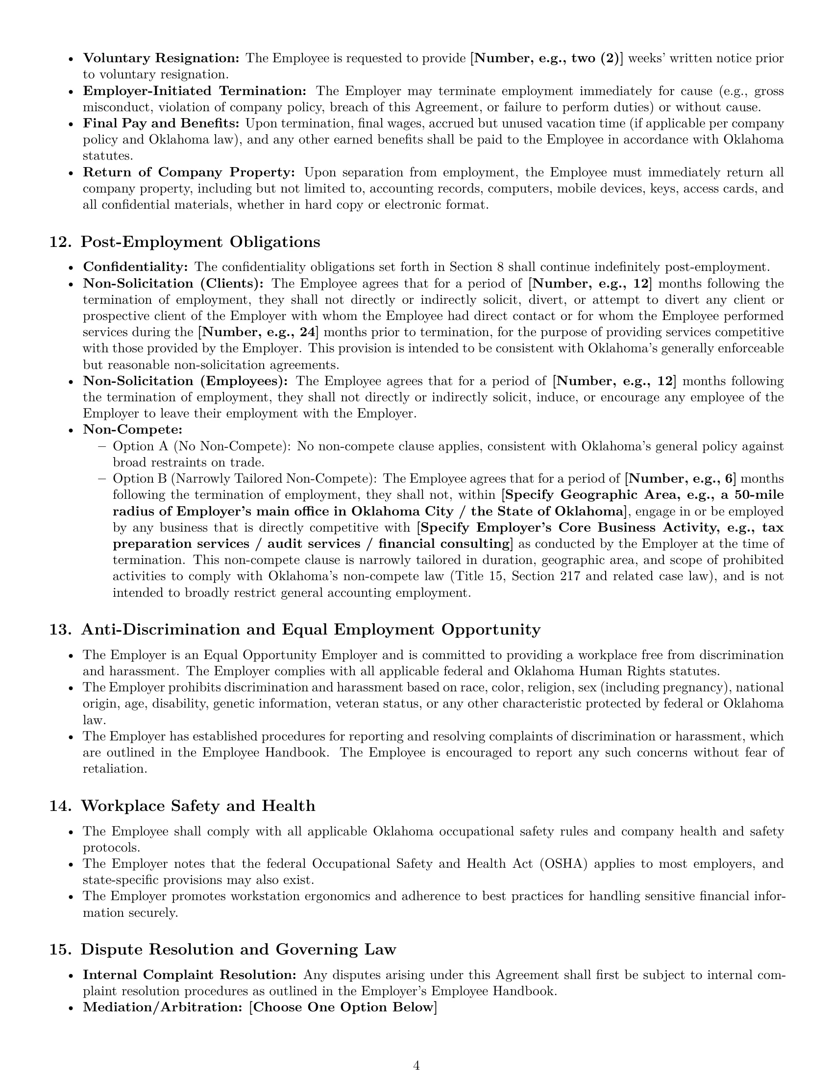 Preview page 4 of Pro Oklahoma accountant employment contract template