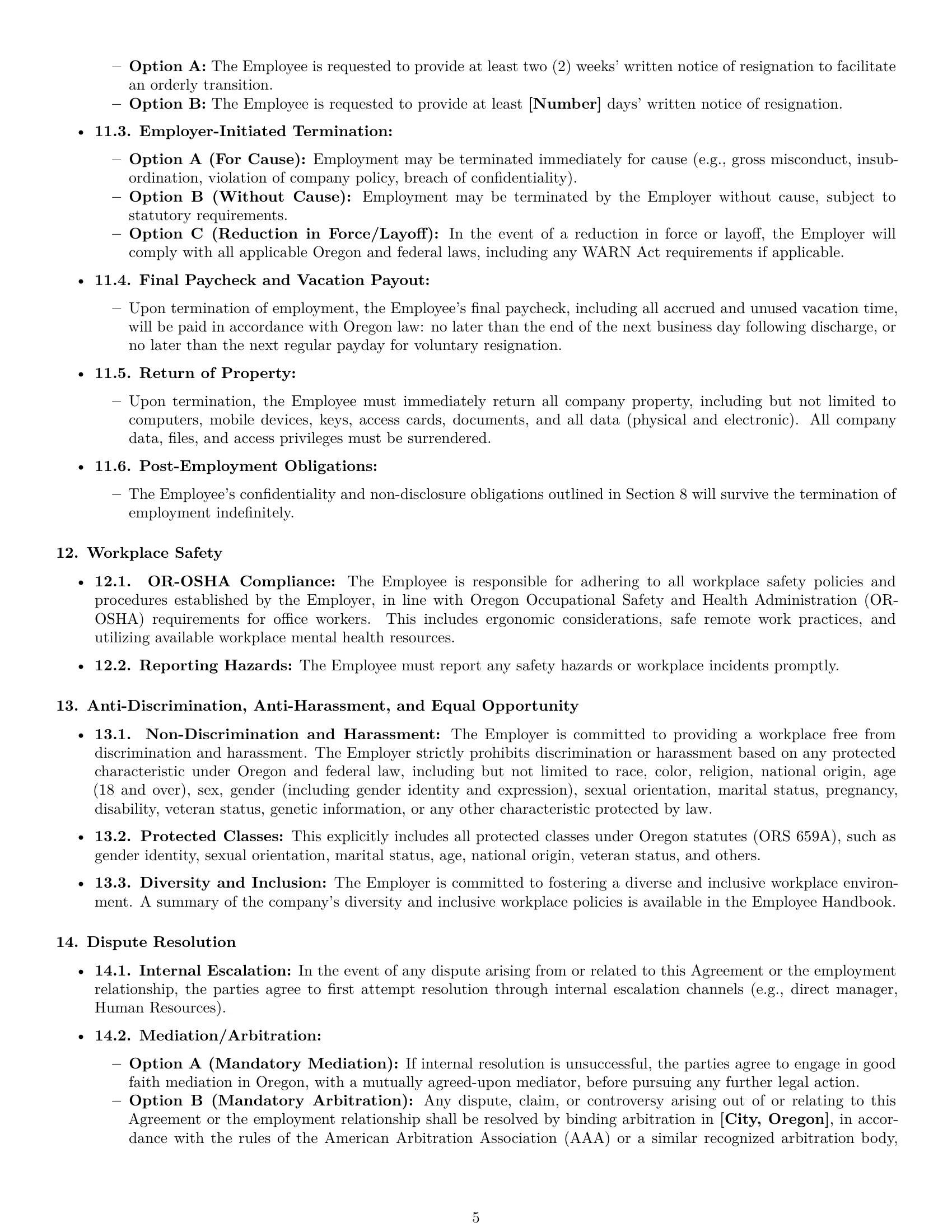 Preview page 5 of Pro Oregon accountant employment contract template