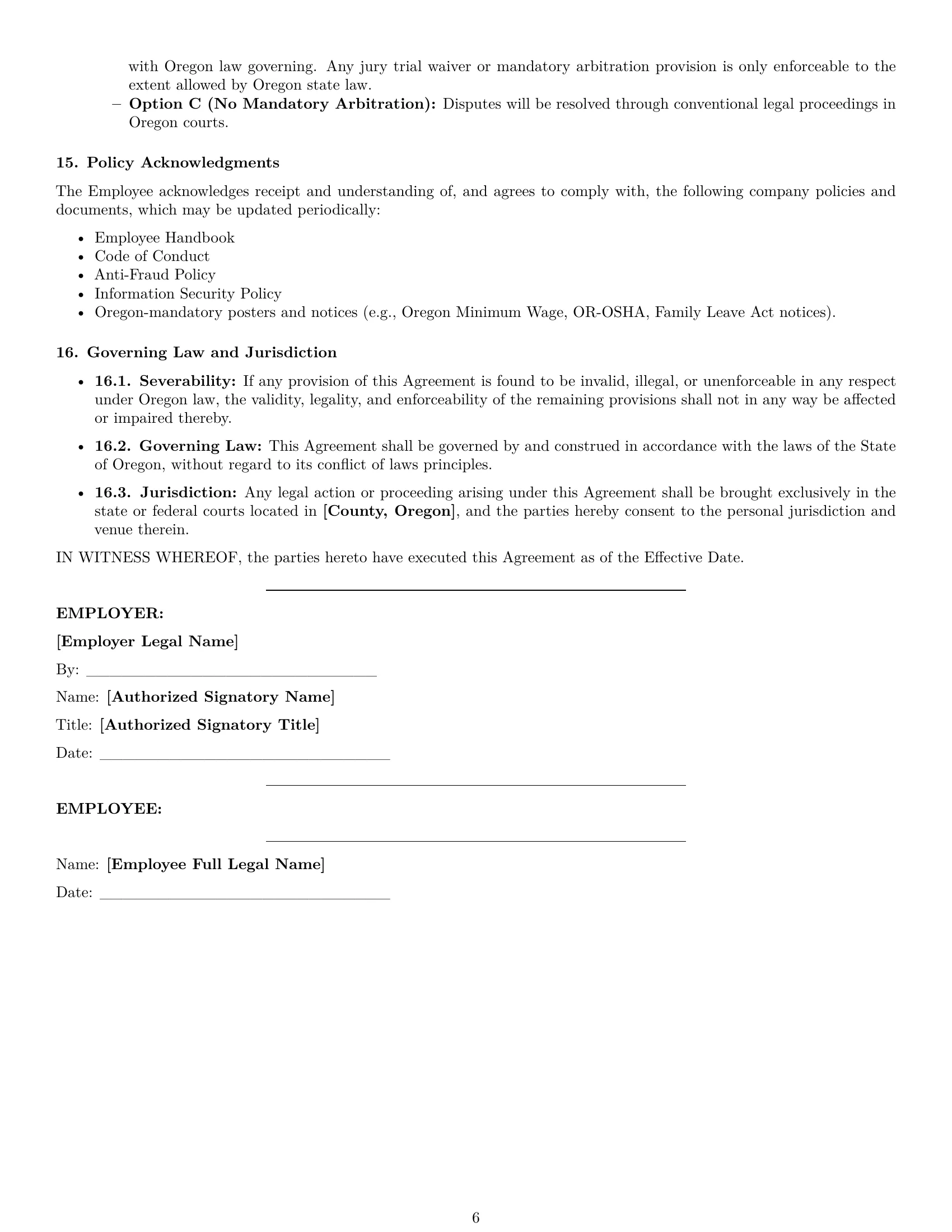 Preview page 6 of Pro Oregon accountant employment contract template
