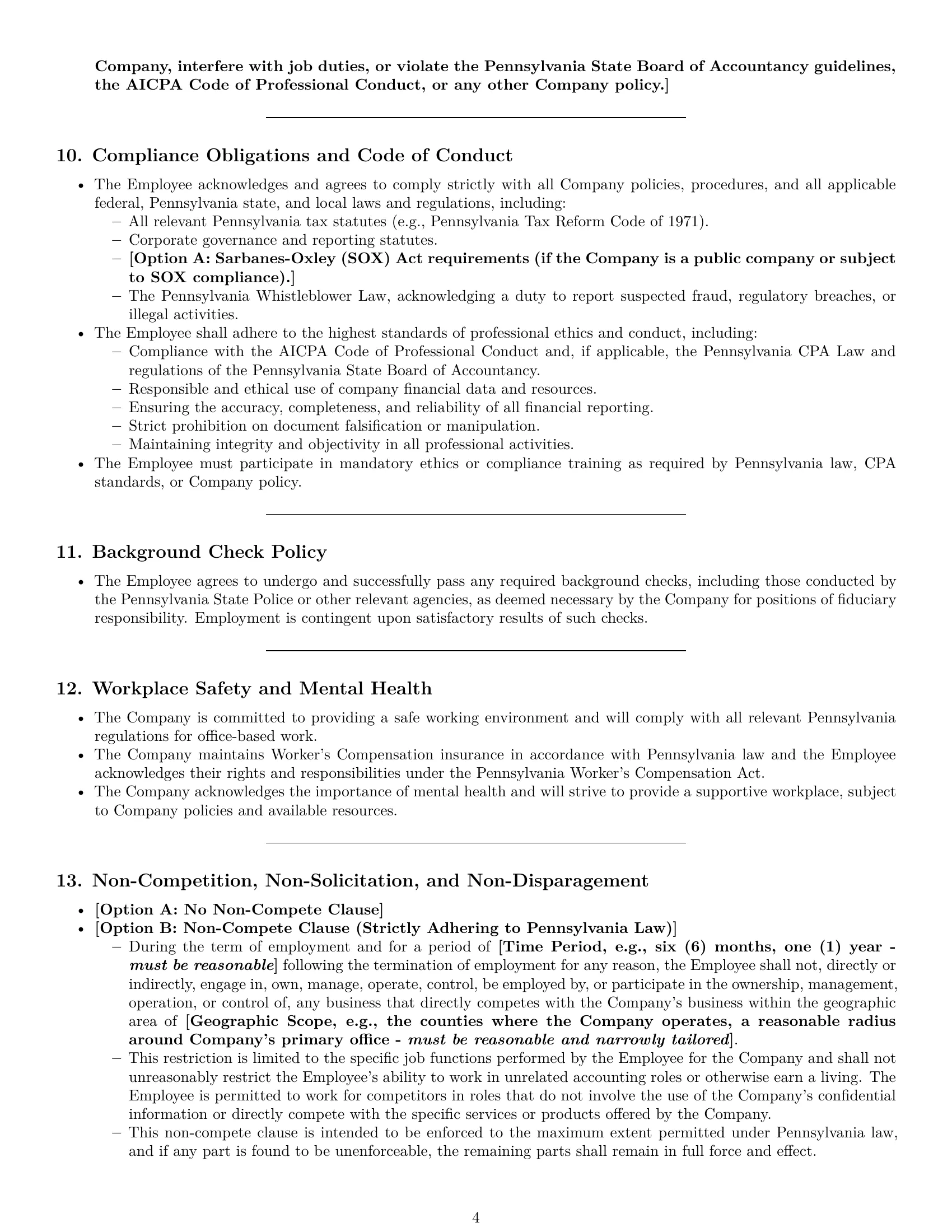 Preview page 4 of Pro Pennsylvania accountant employment contract template