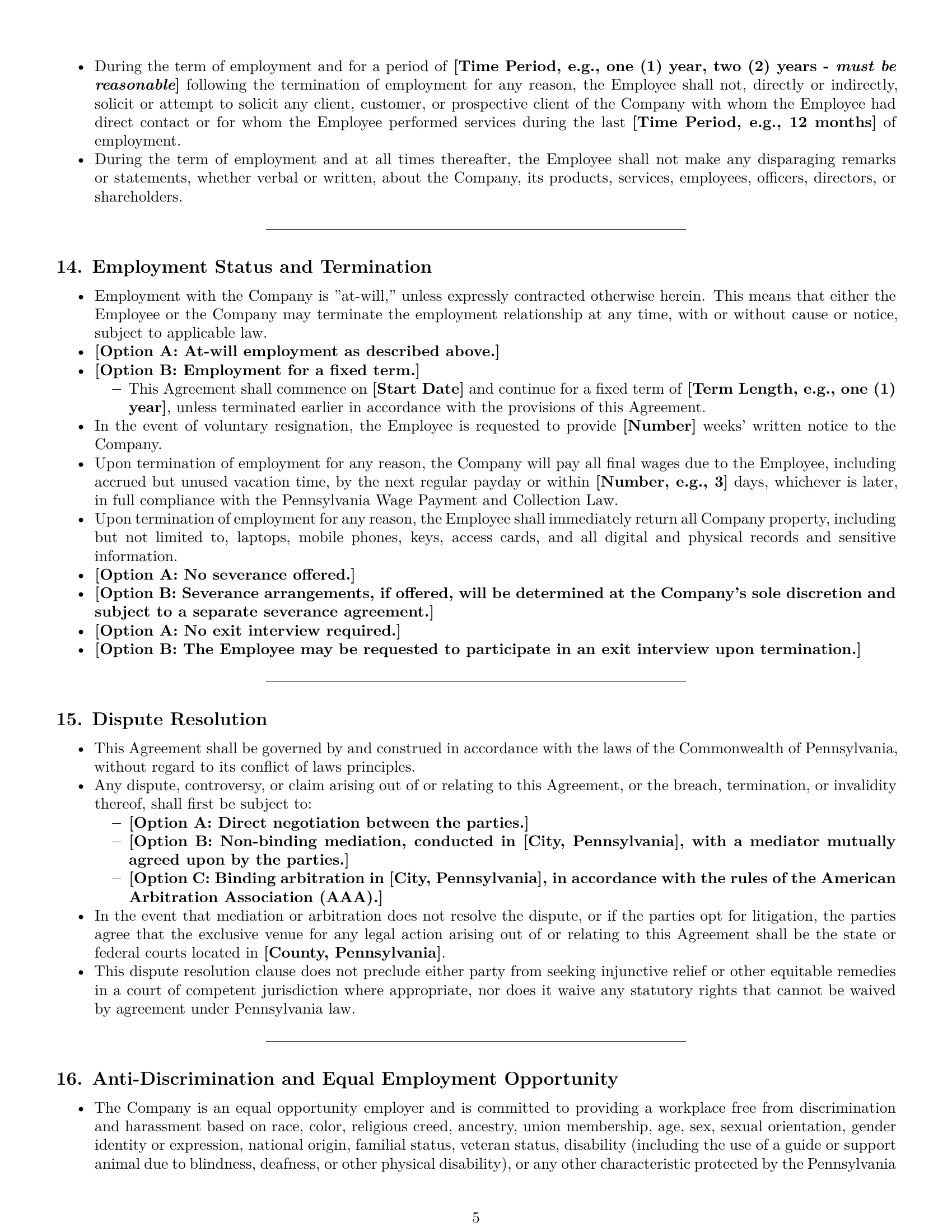Preview page 5 of Pro Pennsylvania accountant employment contract template