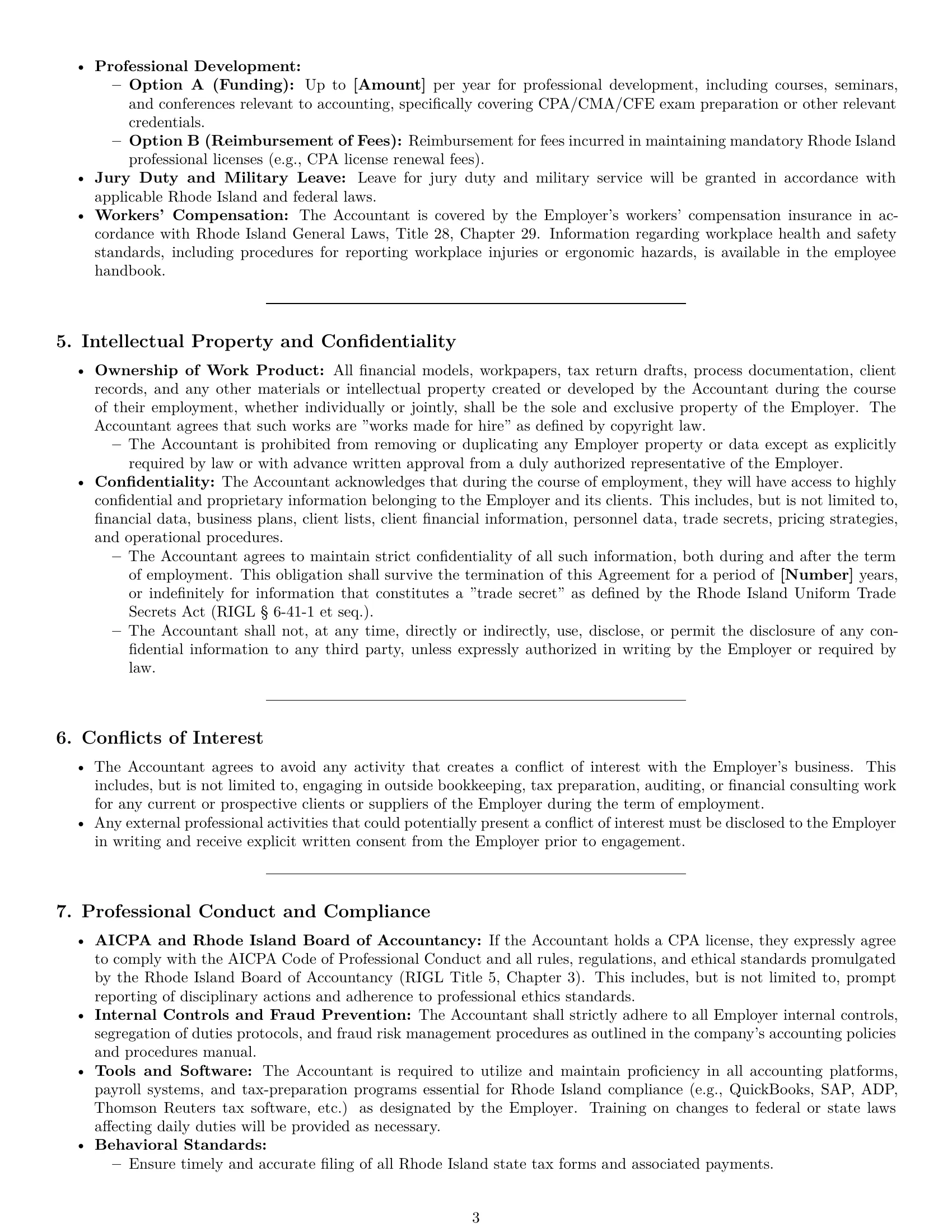 Preview page 3 of Pro Rhode Island accountant employment contract template