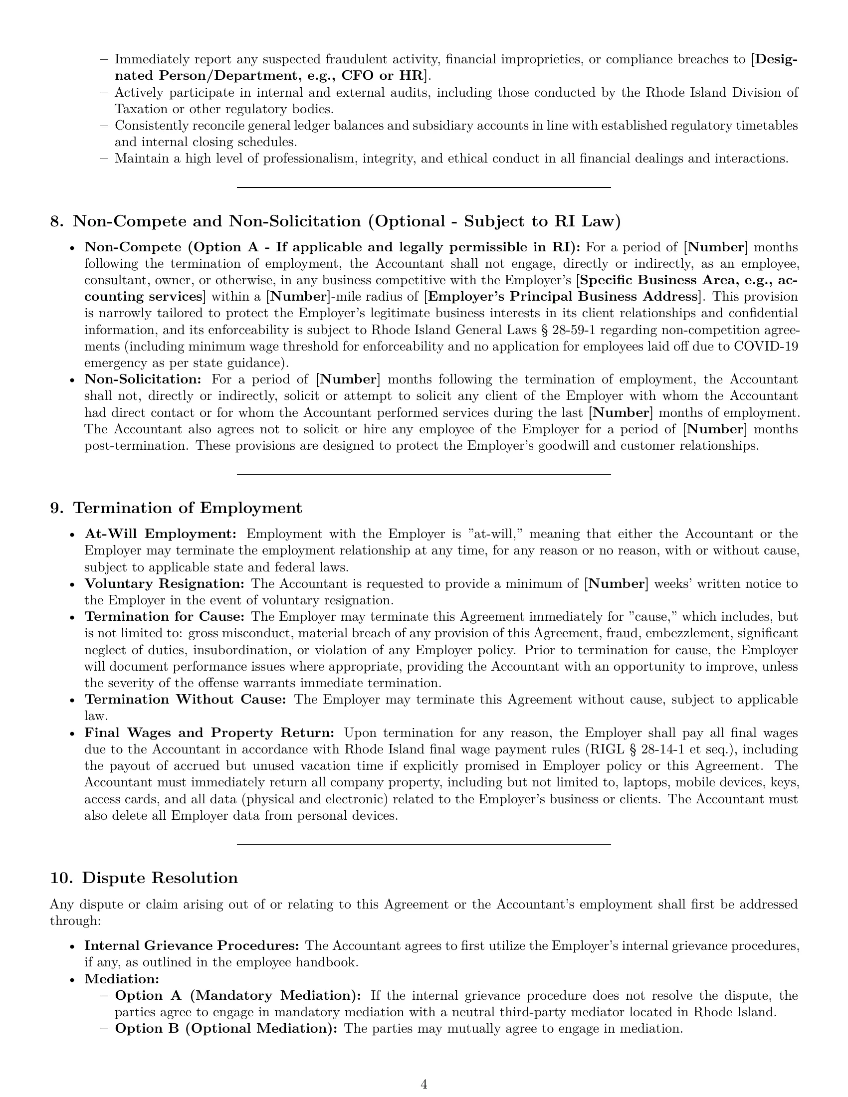 Preview page 4 of Pro Rhode Island accountant employment contract template