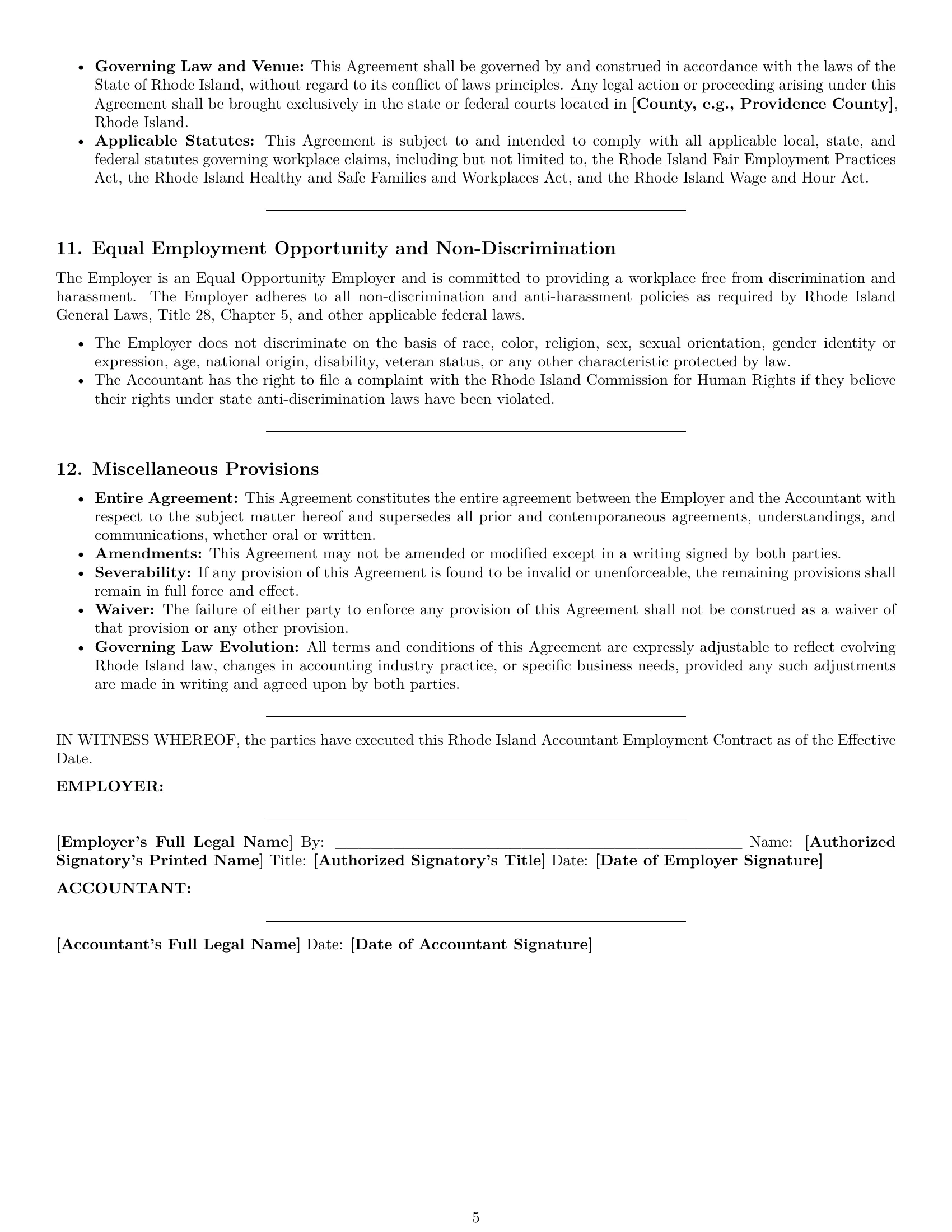 Preview page 5 of Pro Rhode Island accountant employment contract template