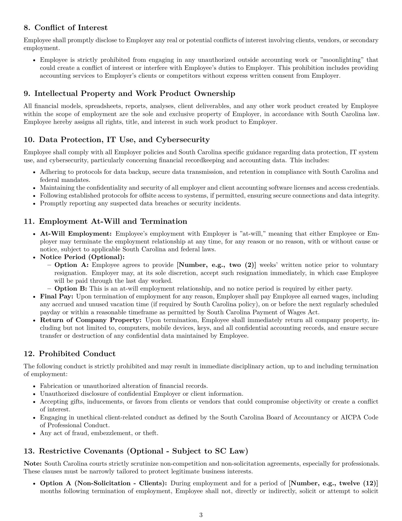 Preview page 3 of Pro South Carolina accountant employment contract template