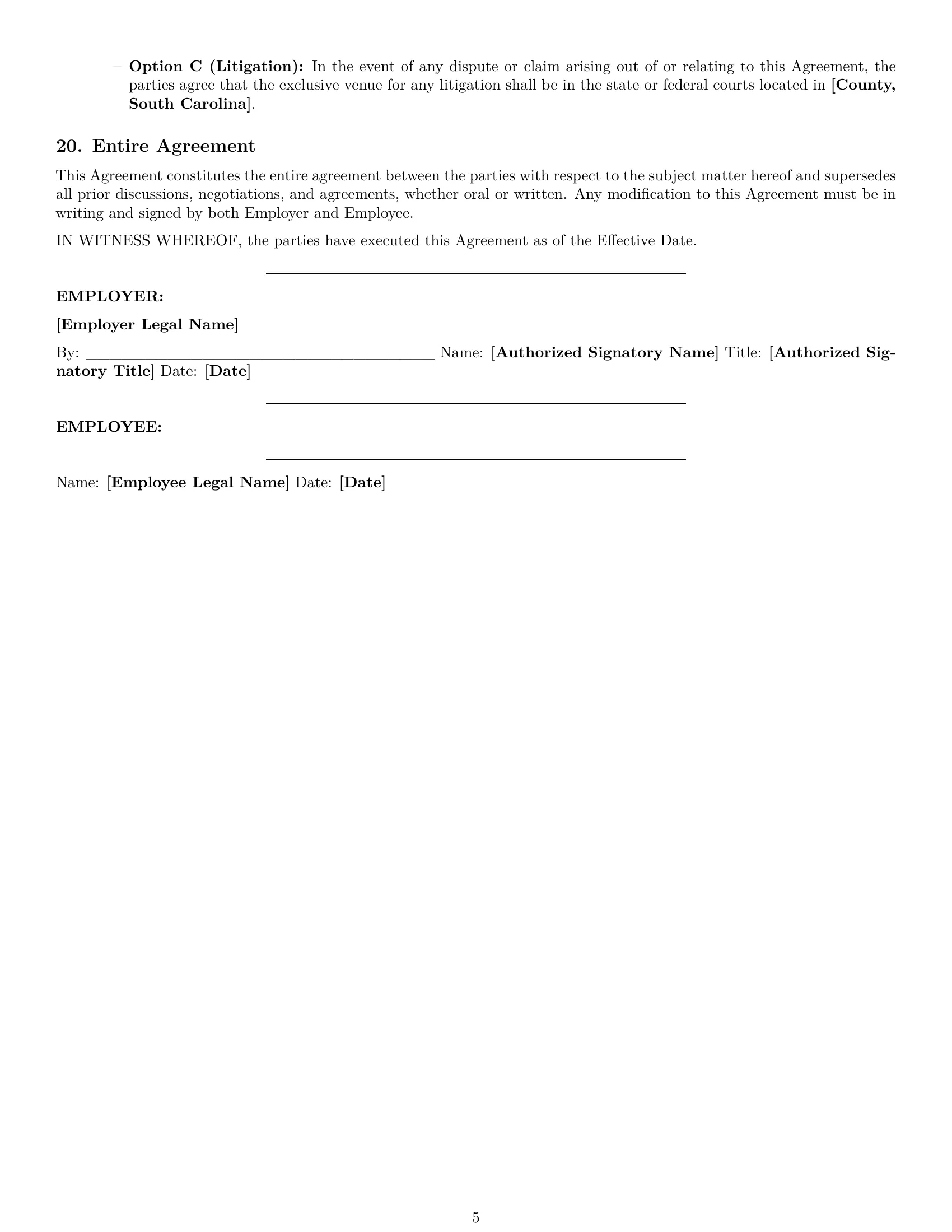 Preview page 5 of Pro South Carolina accountant employment contract template