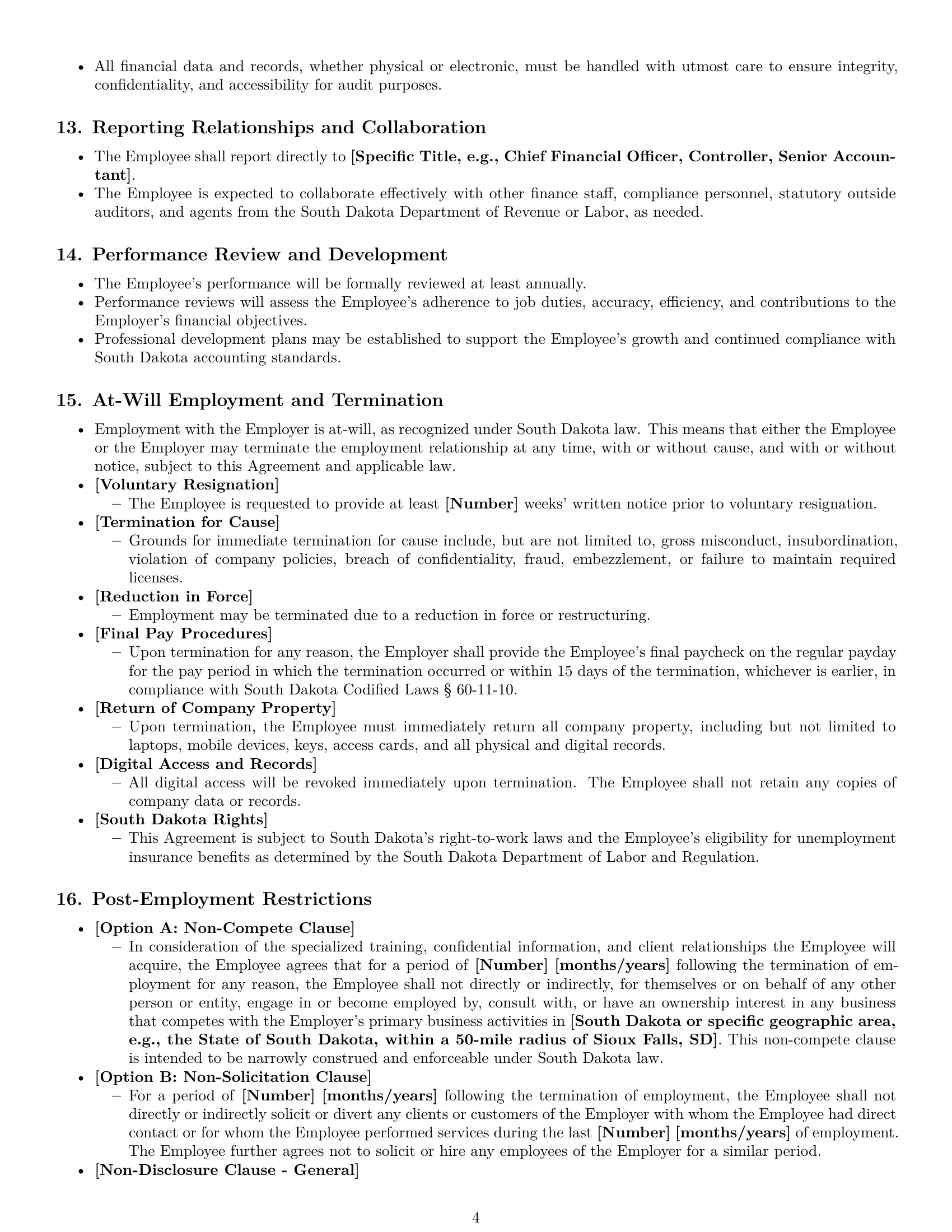 Preview page 4 of Pro South Dakota accountant employment contract template