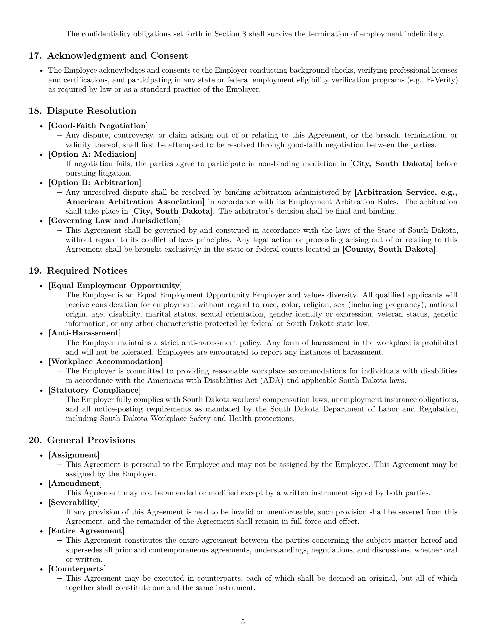 Preview page 5 of Pro South Dakota accountant employment contract template