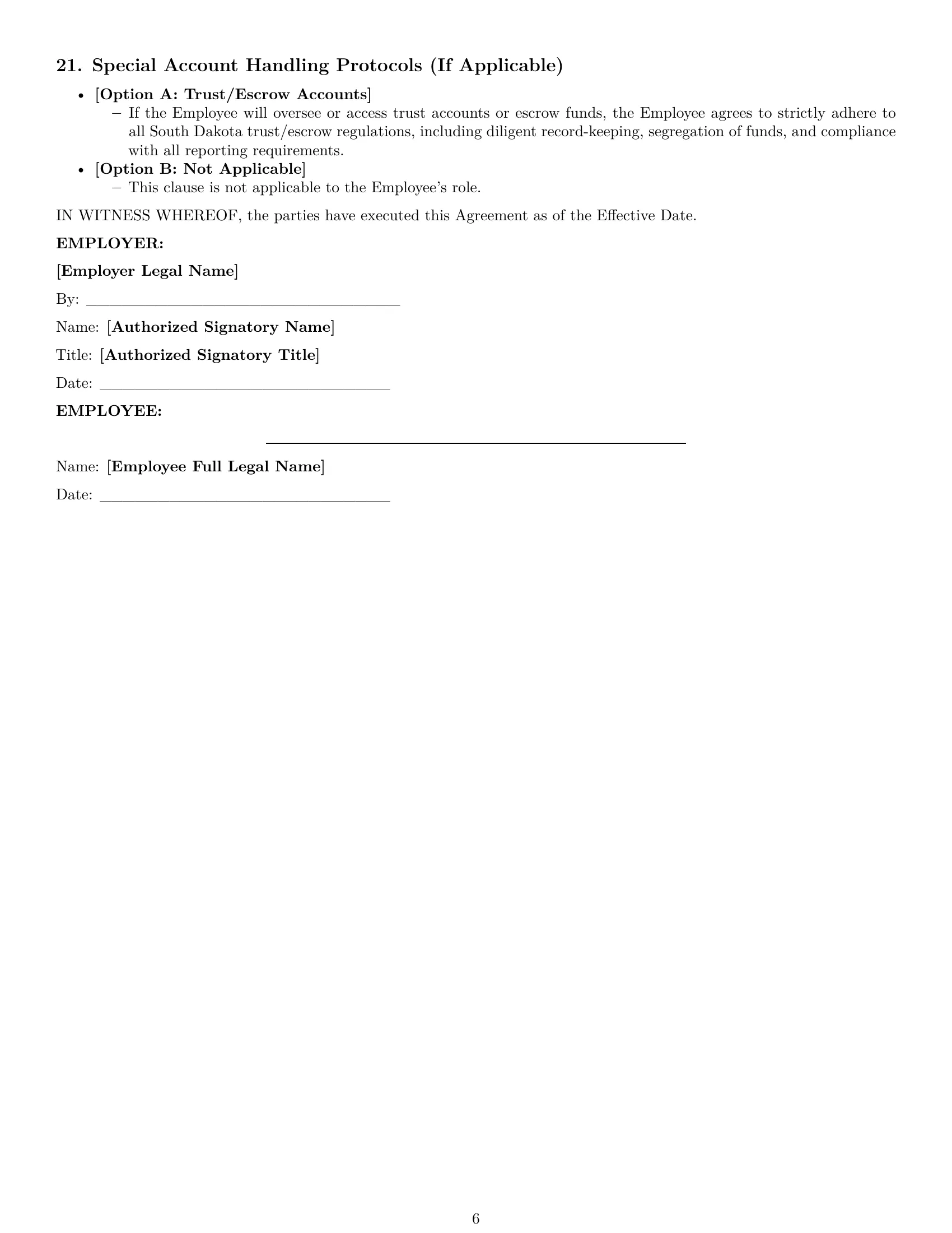 Preview page 6 of Pro South Dakota accountant employment contract template