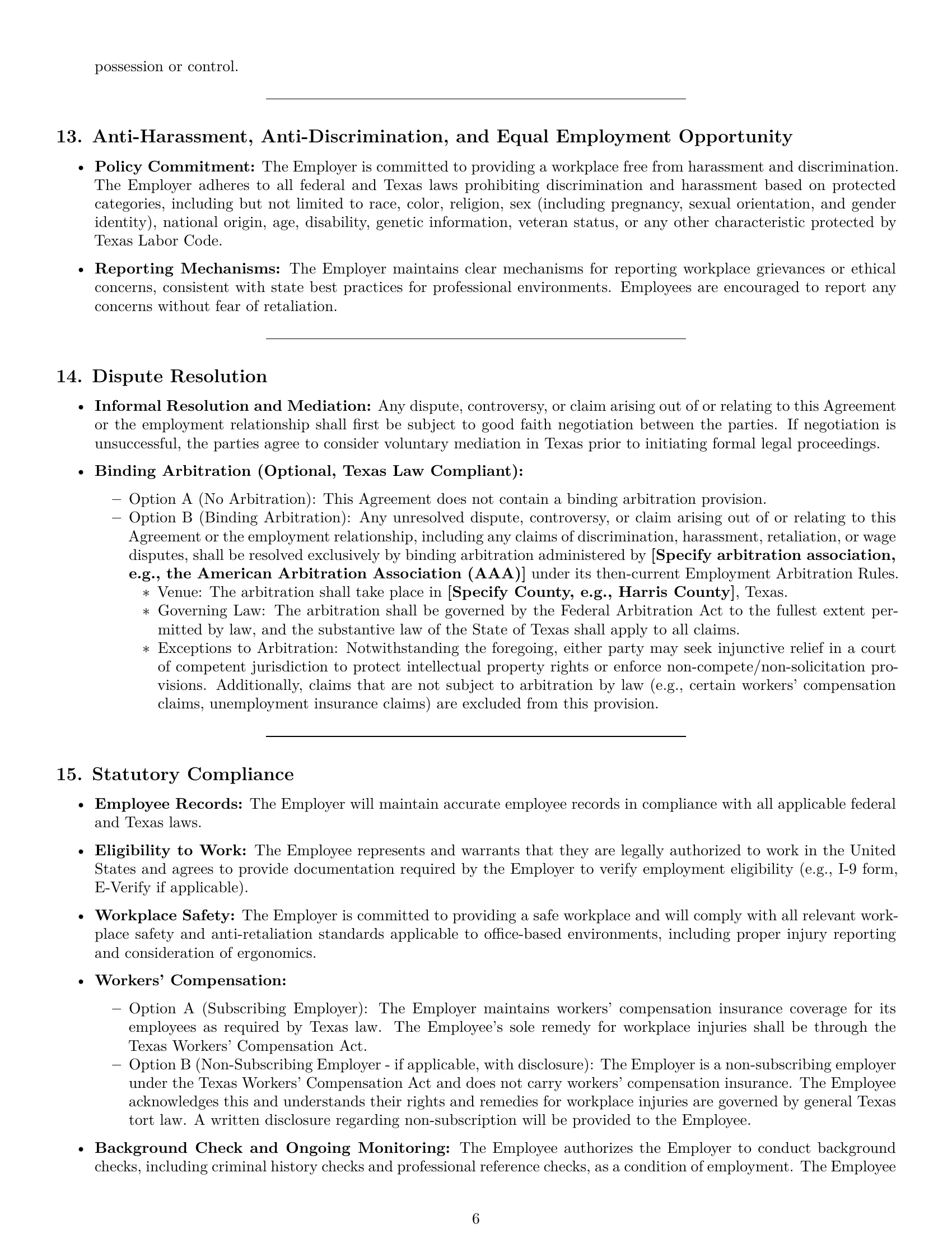 Preview page 6 of Pro Texas accountant employment contract template