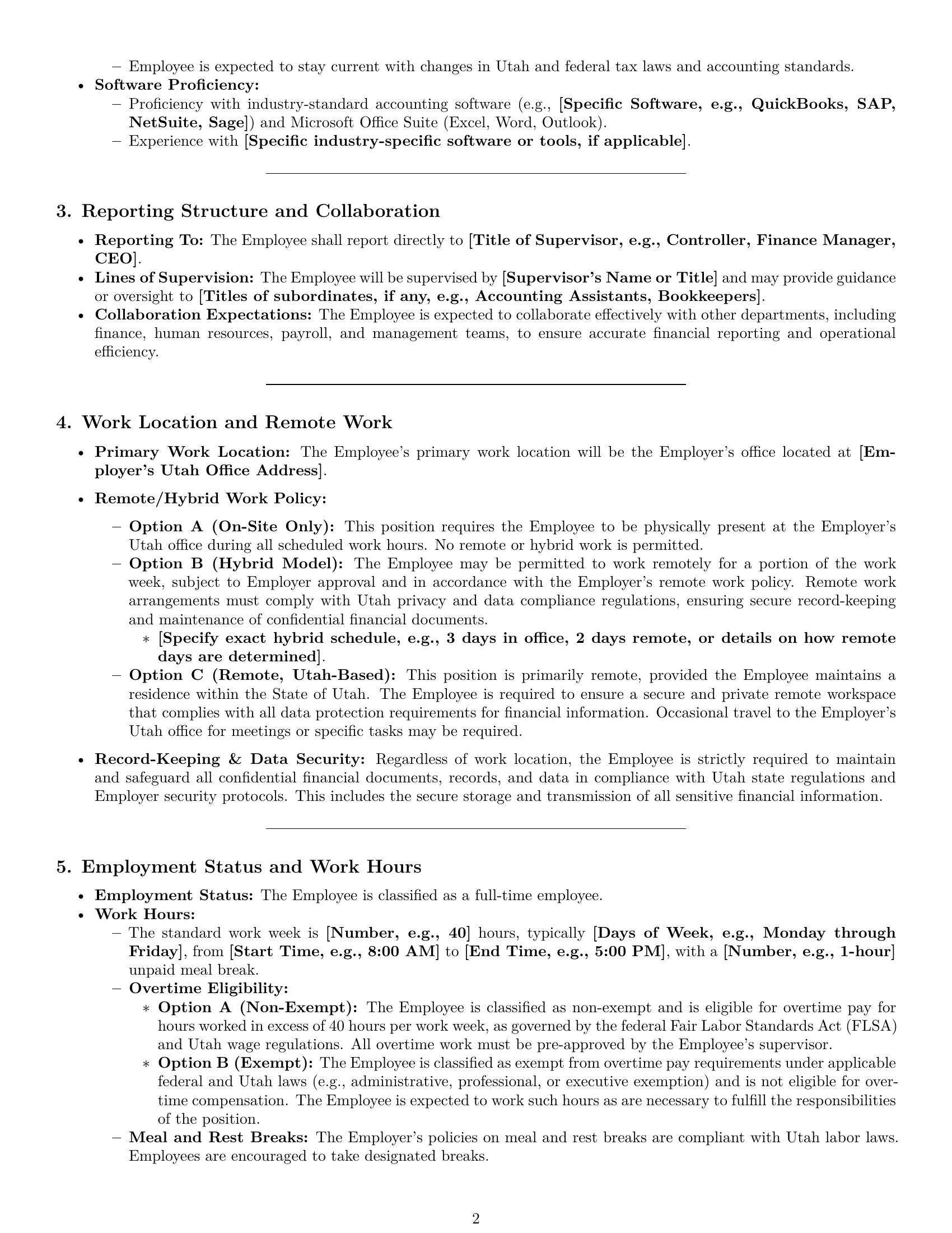 Preview page 2 of Pro Utah accountant employment contract template