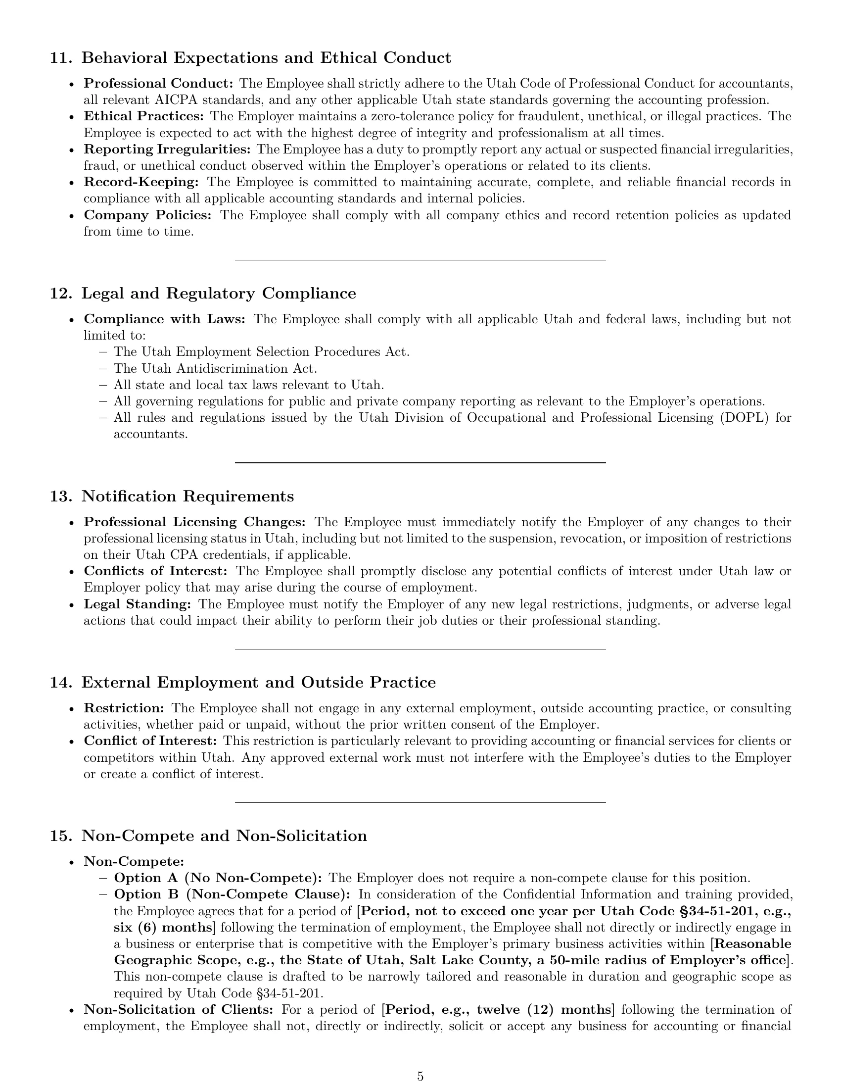 Preview page 5 of Pro Utah accountant employment contract template