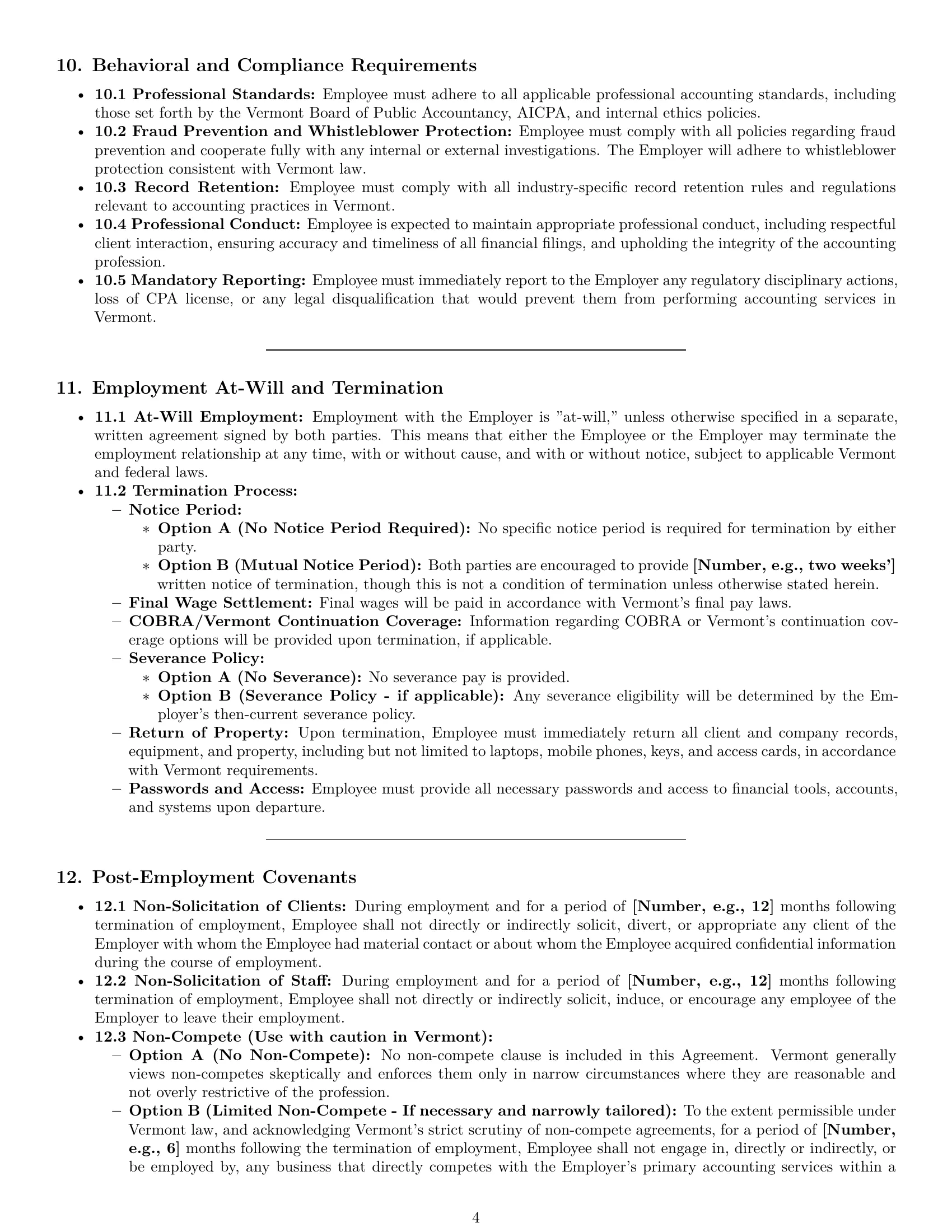 Preview page 4 of Pro Vermont accountant employment contract template