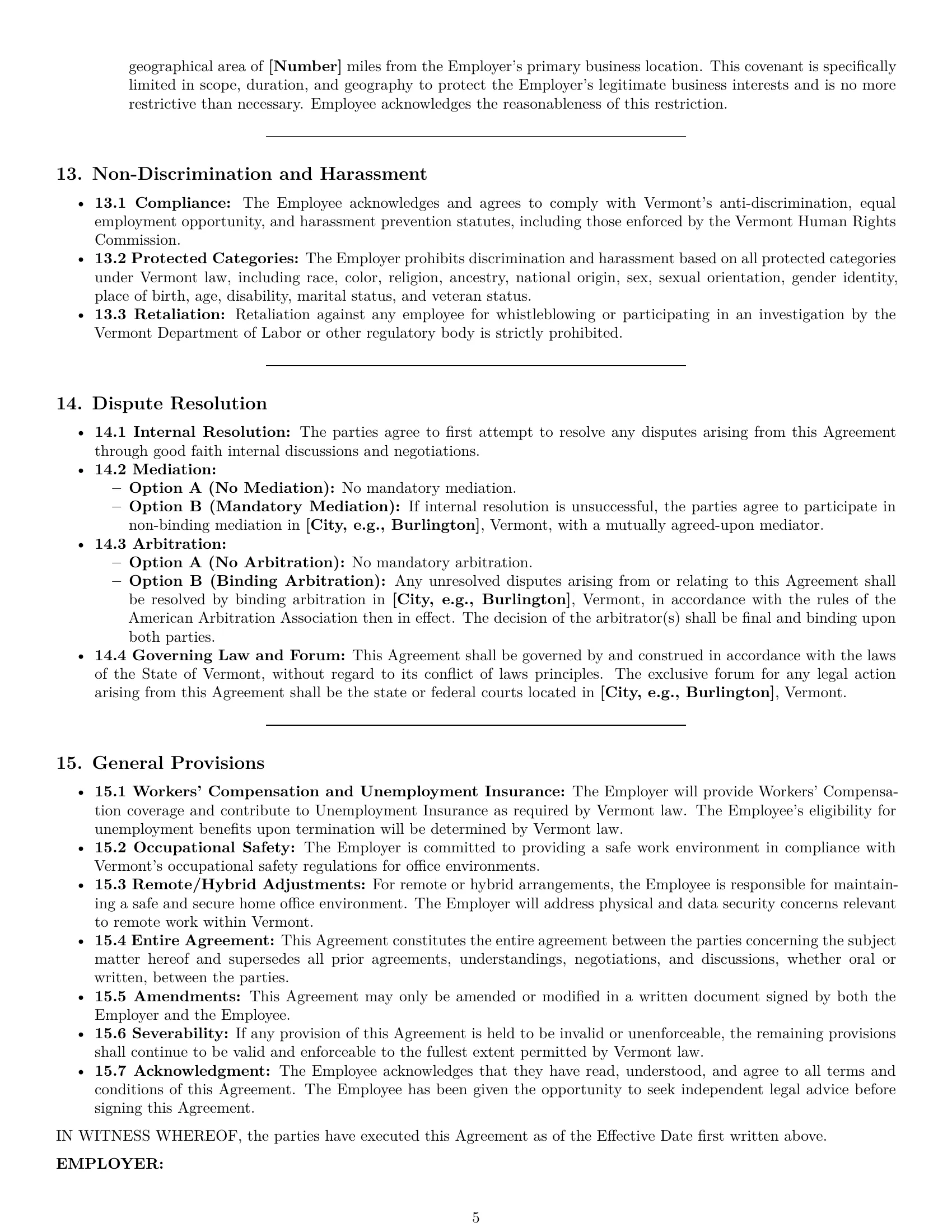 Preview page 5 of Pro Vermont accountant employment contract template
