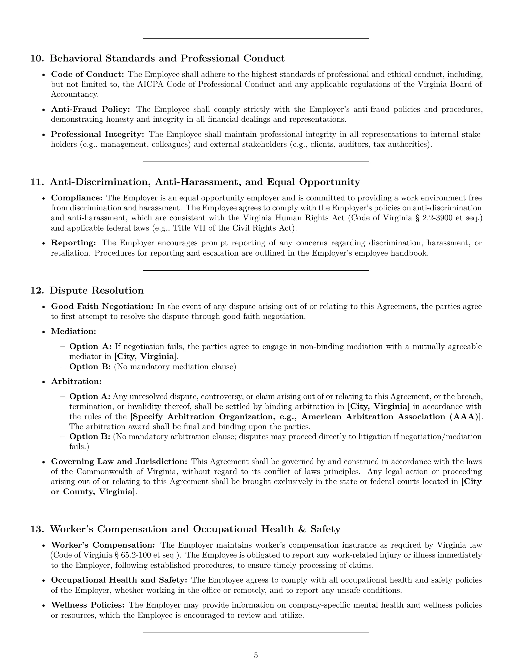 Preview page 5 of Pro Virginia accountant employment contract template
