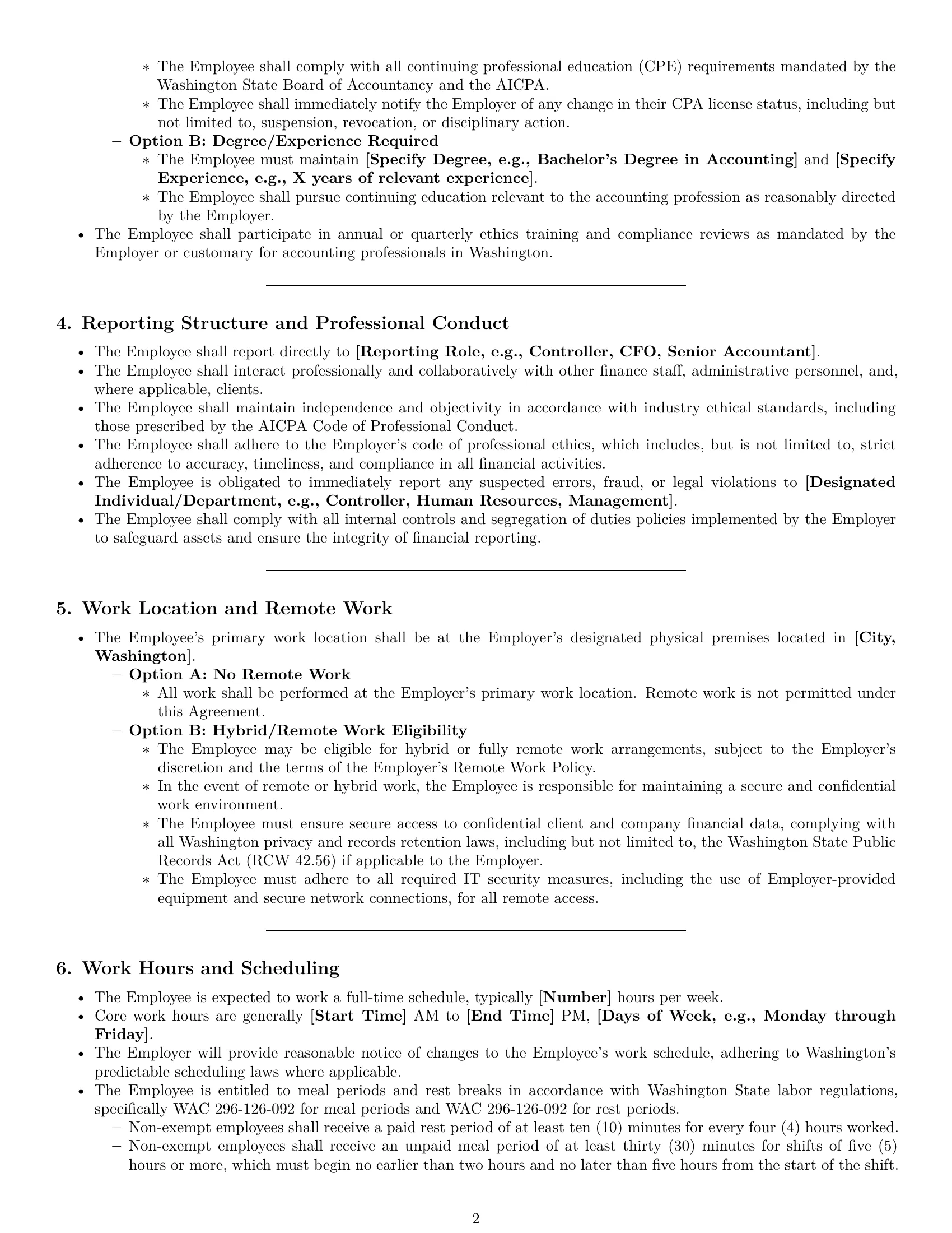 Preview page 2 of Pro Washington accountant employment contract template
