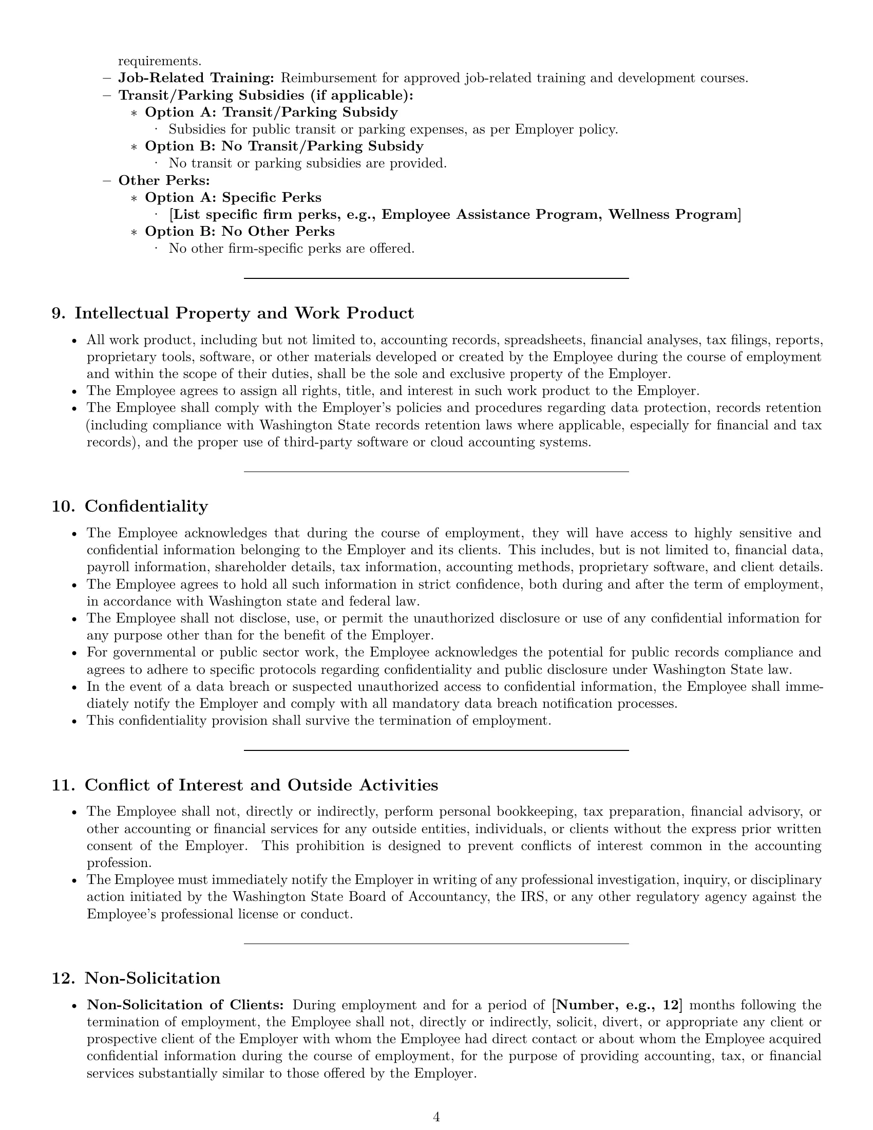 Preview page 4 of Pro Washington accountant employment contract template