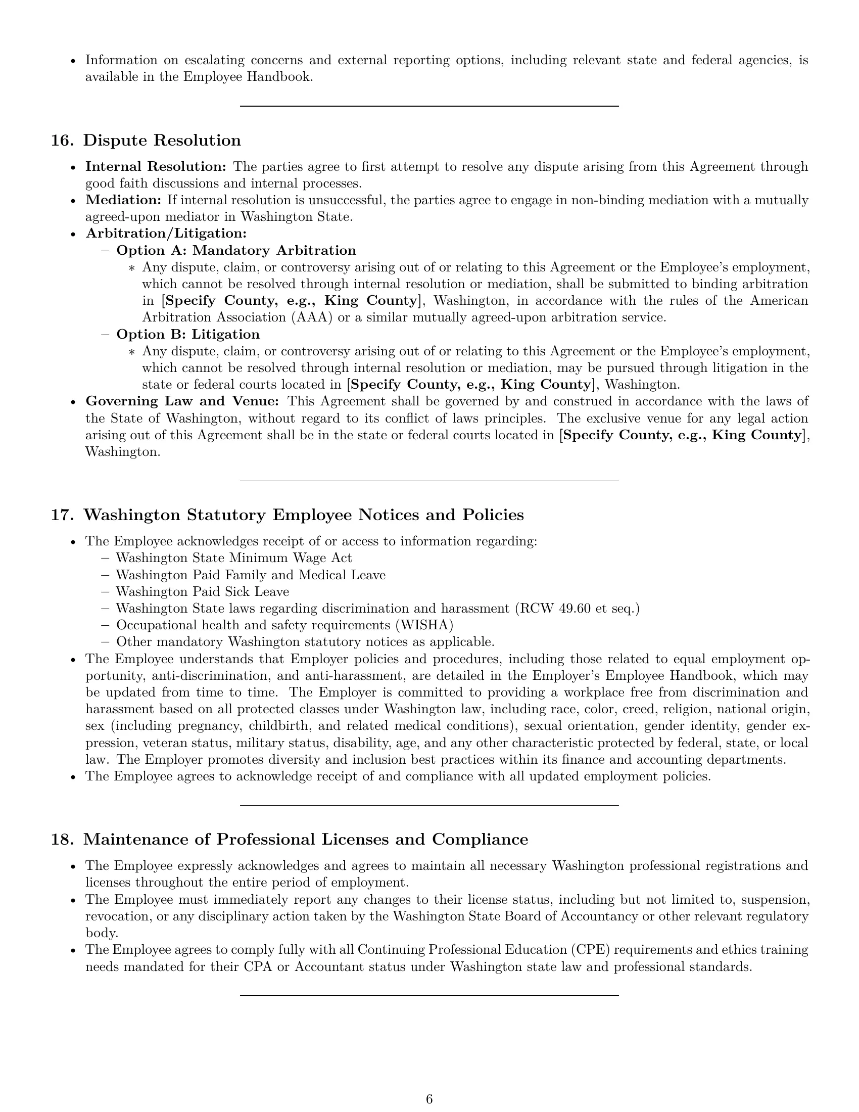 Preview page 6 of Pro Washington accountant employment contract template
