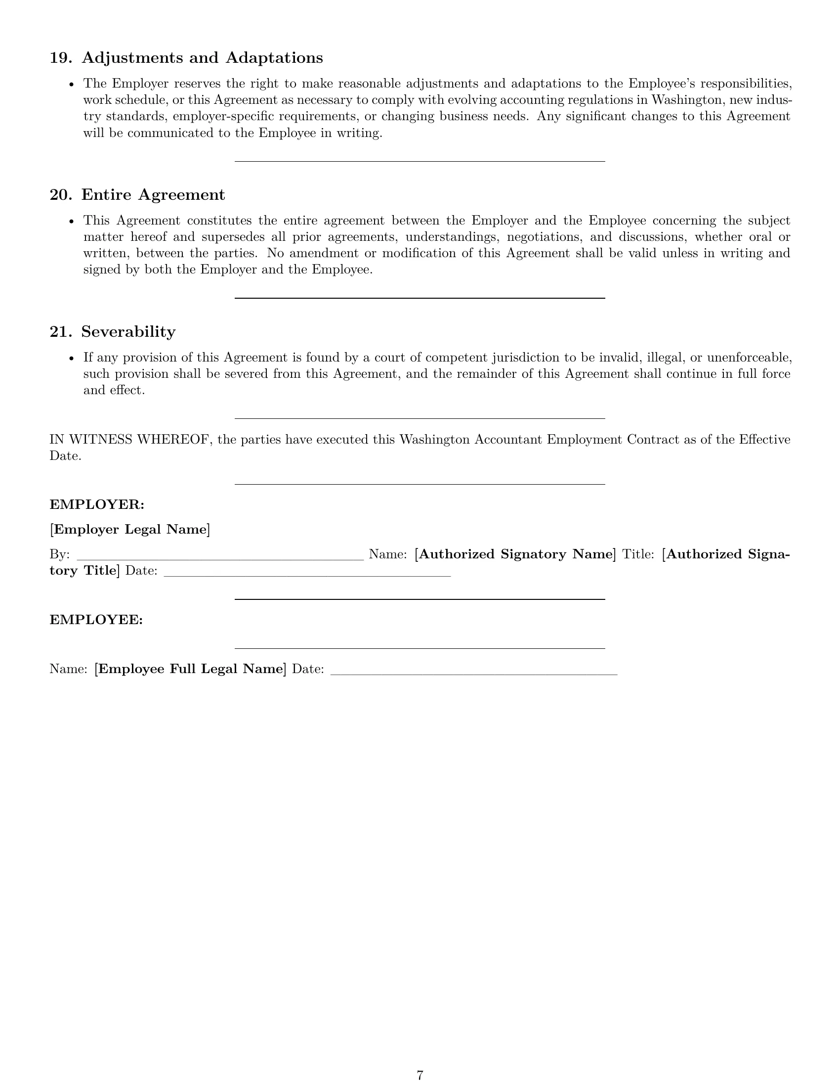Preview page 7 of Pro Washington accountant employment contract template