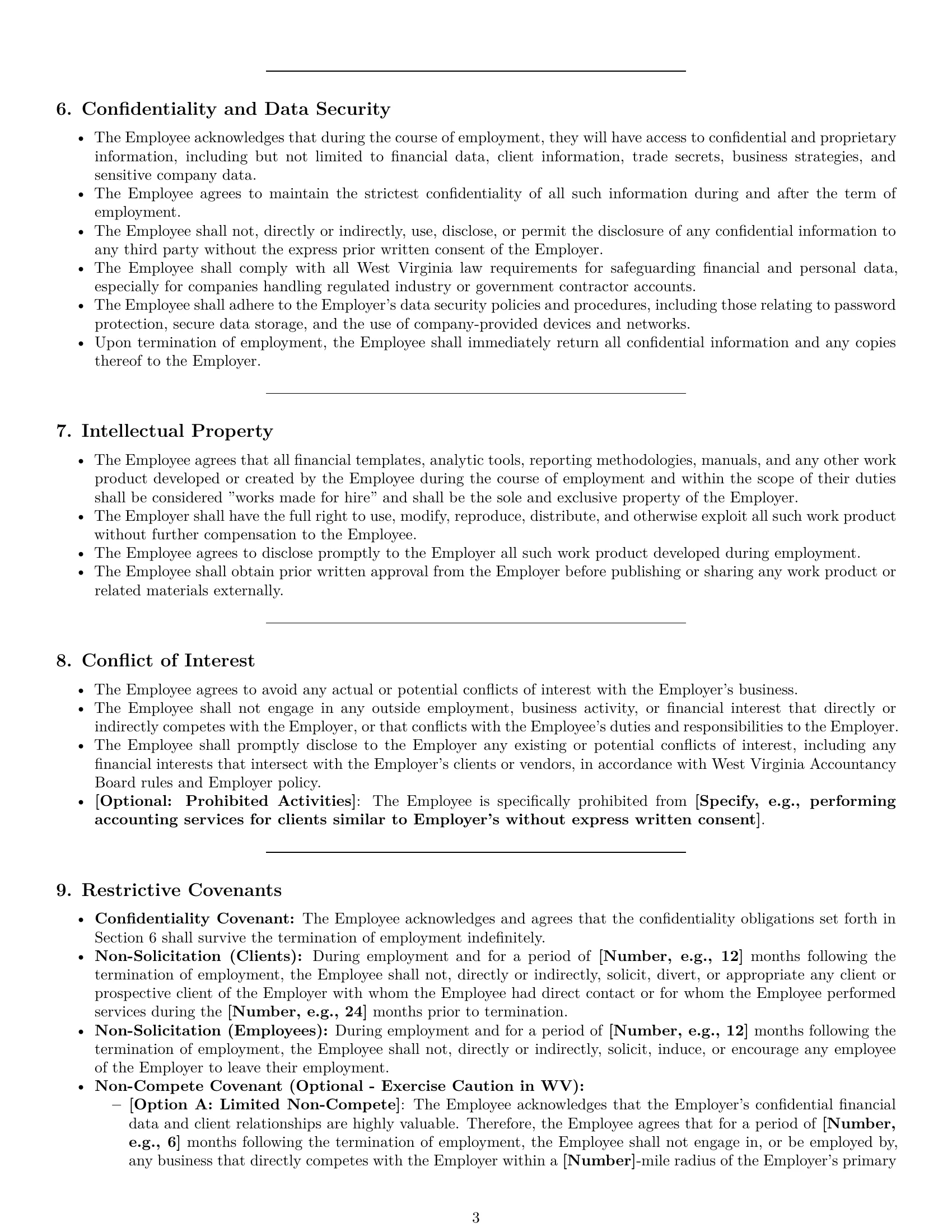 Preview page 3 of Pro West Virginia accountant employment contract template