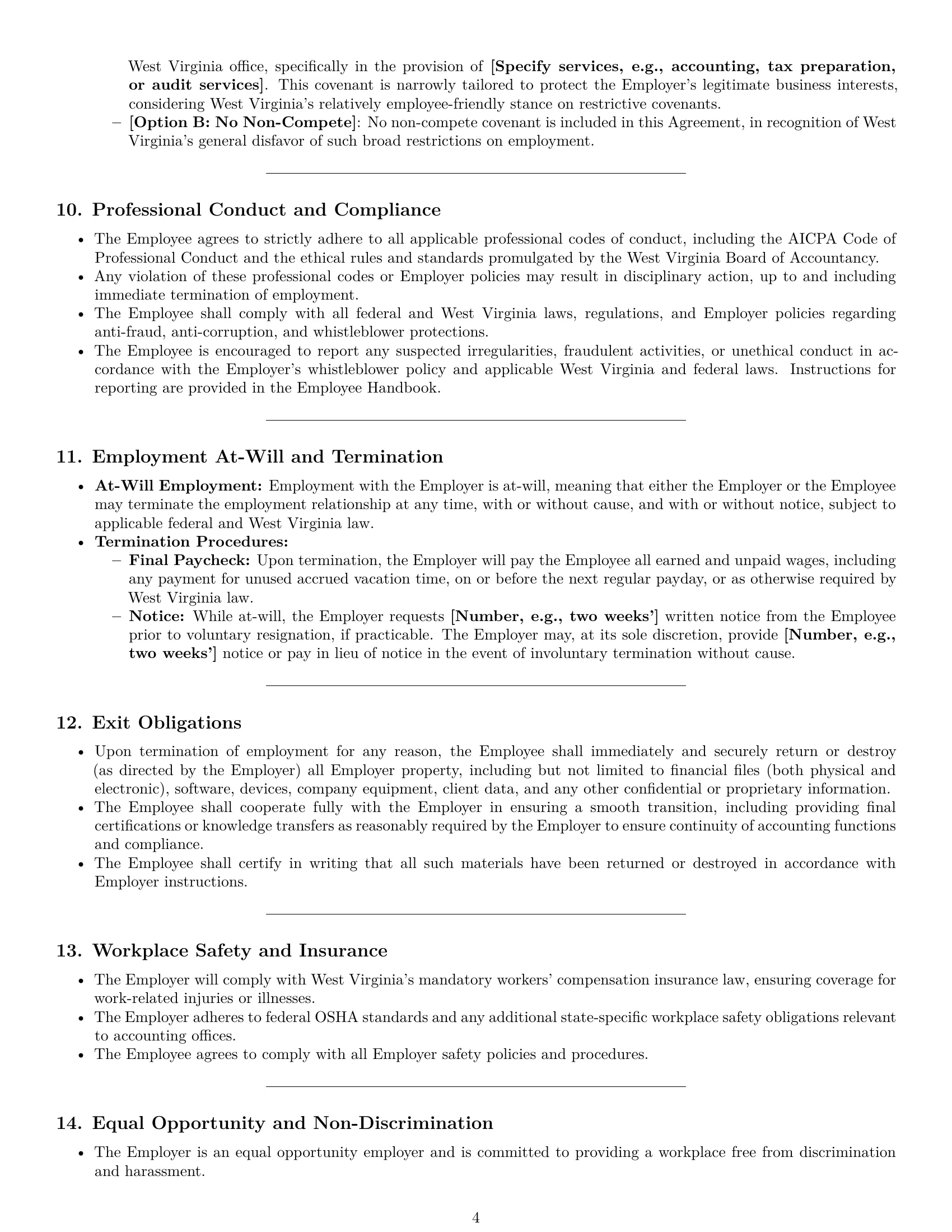 Preview page 4 of Pro West Virginia accountant employment contract template