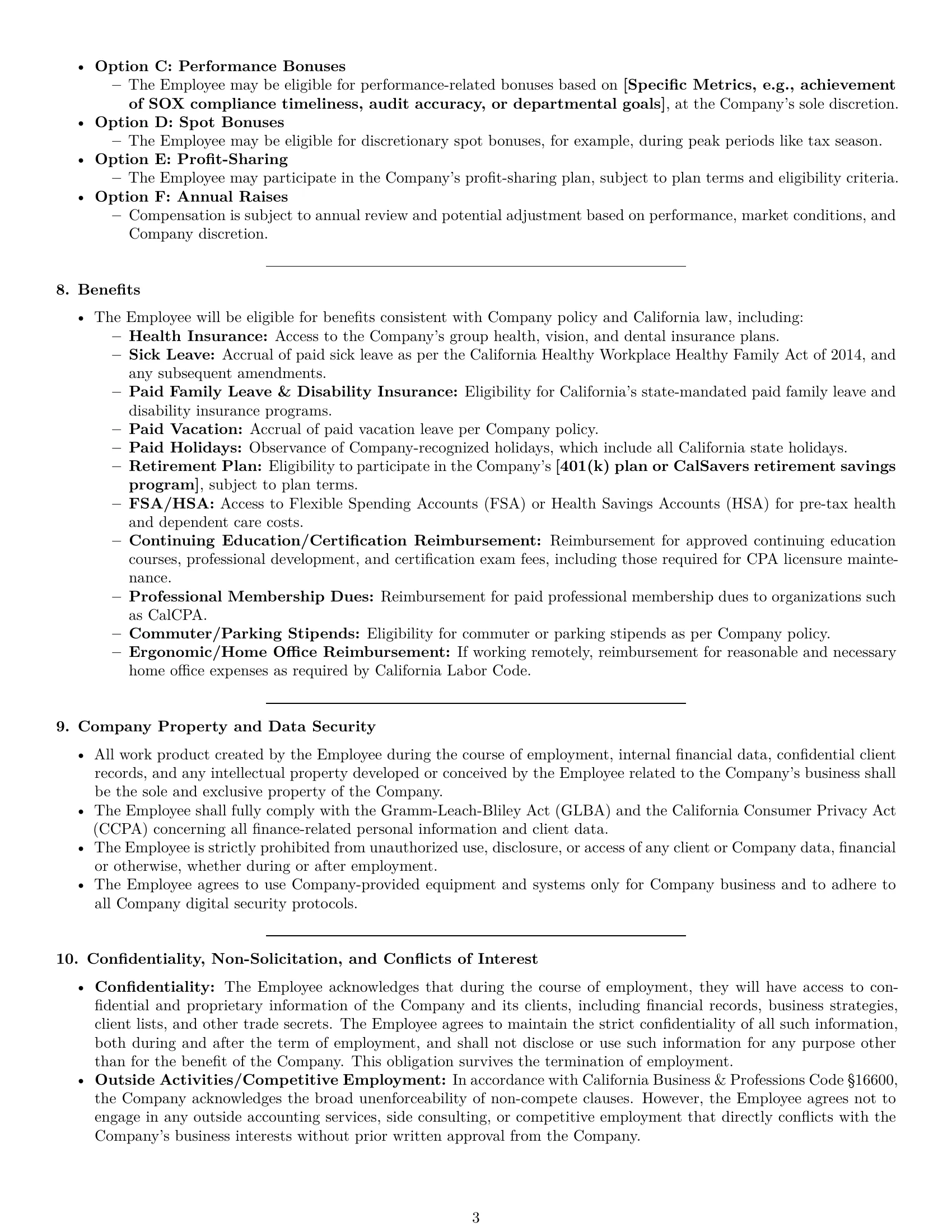 Preview page 3 of Pro California accountant employment contract template