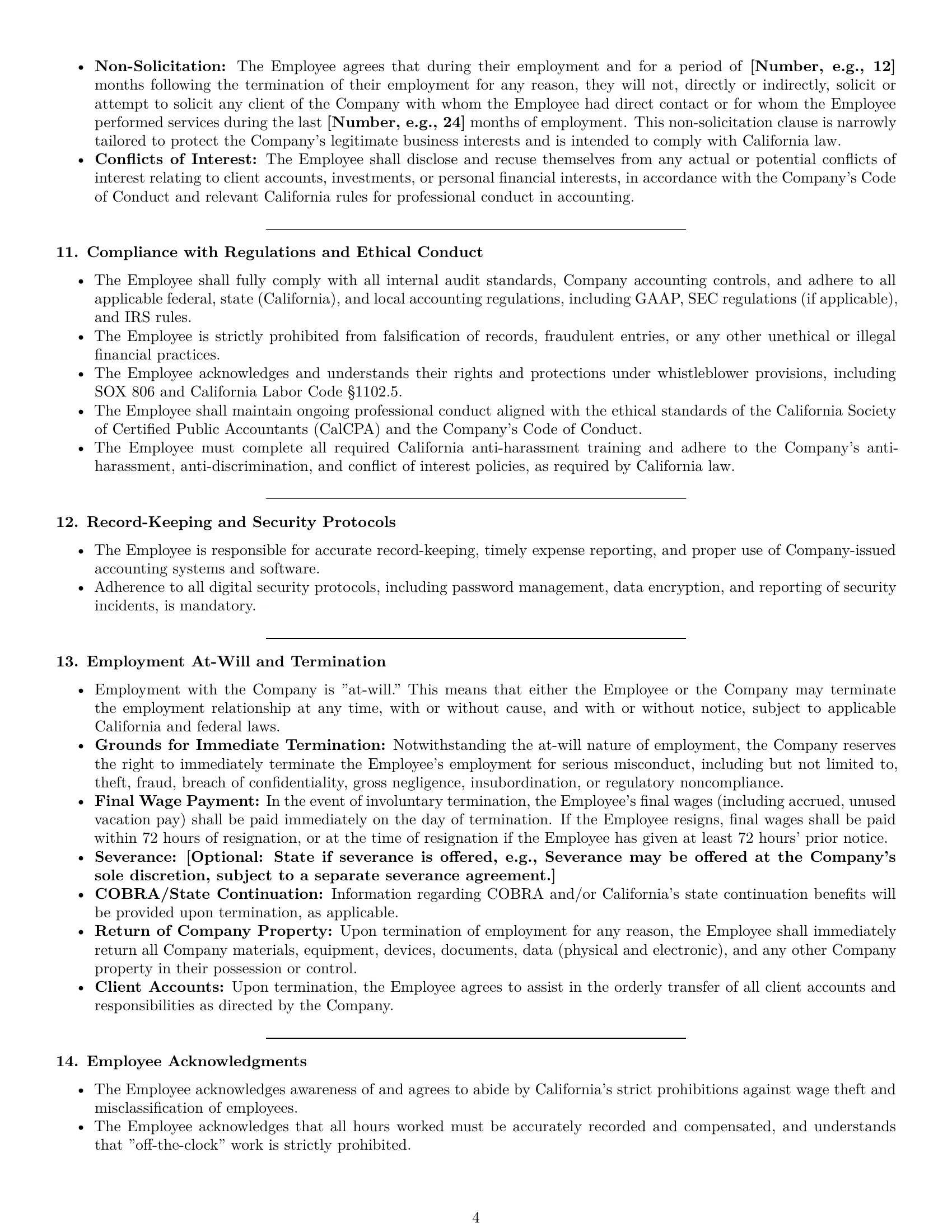 Preview page 4 of Pro California accountant employment contract template