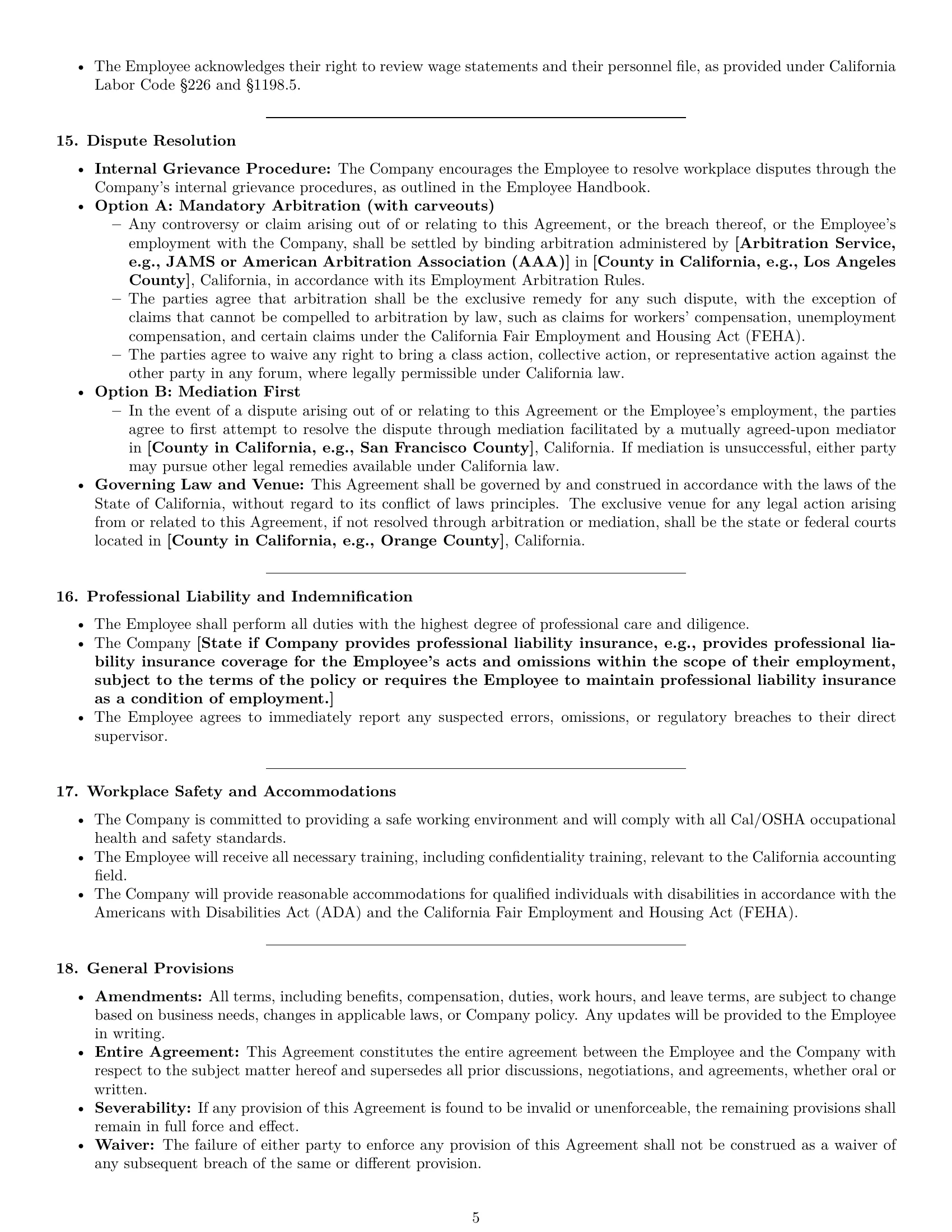 Preview page 5 of Pro California accountant employment contract template