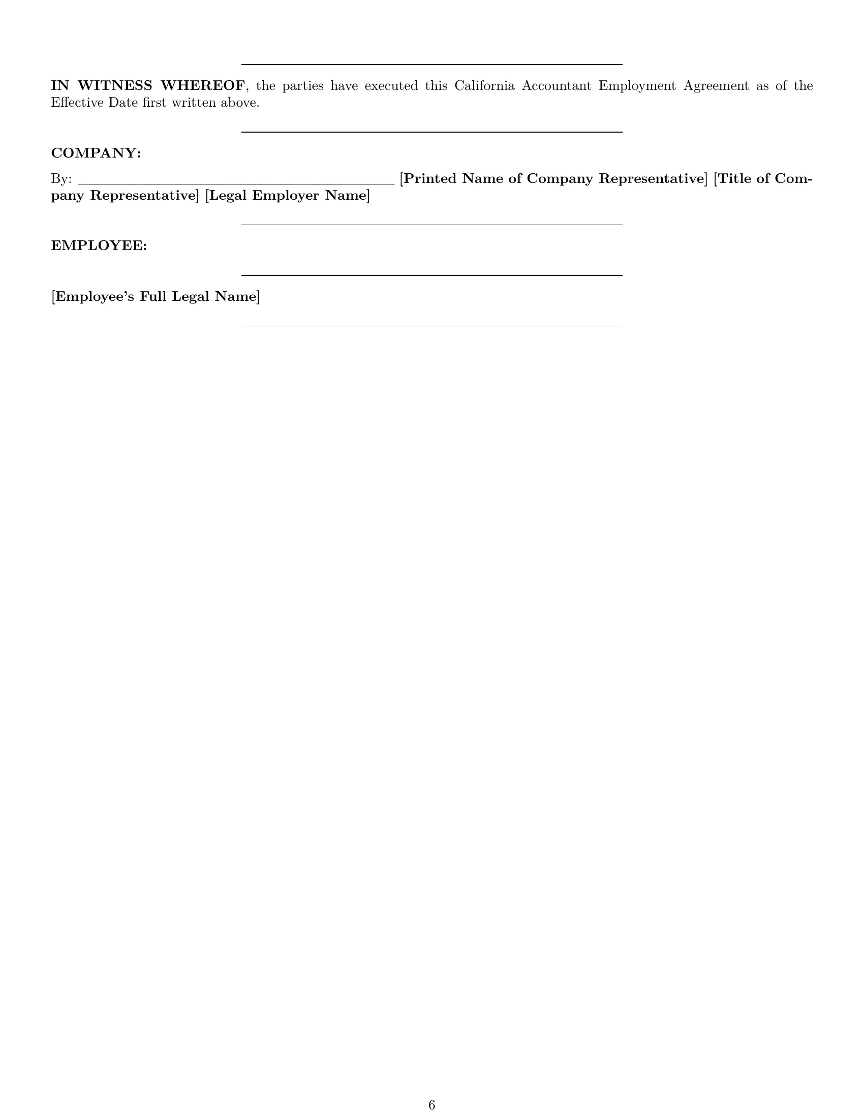 Preview page 6 of Pro California accountant employment contract template