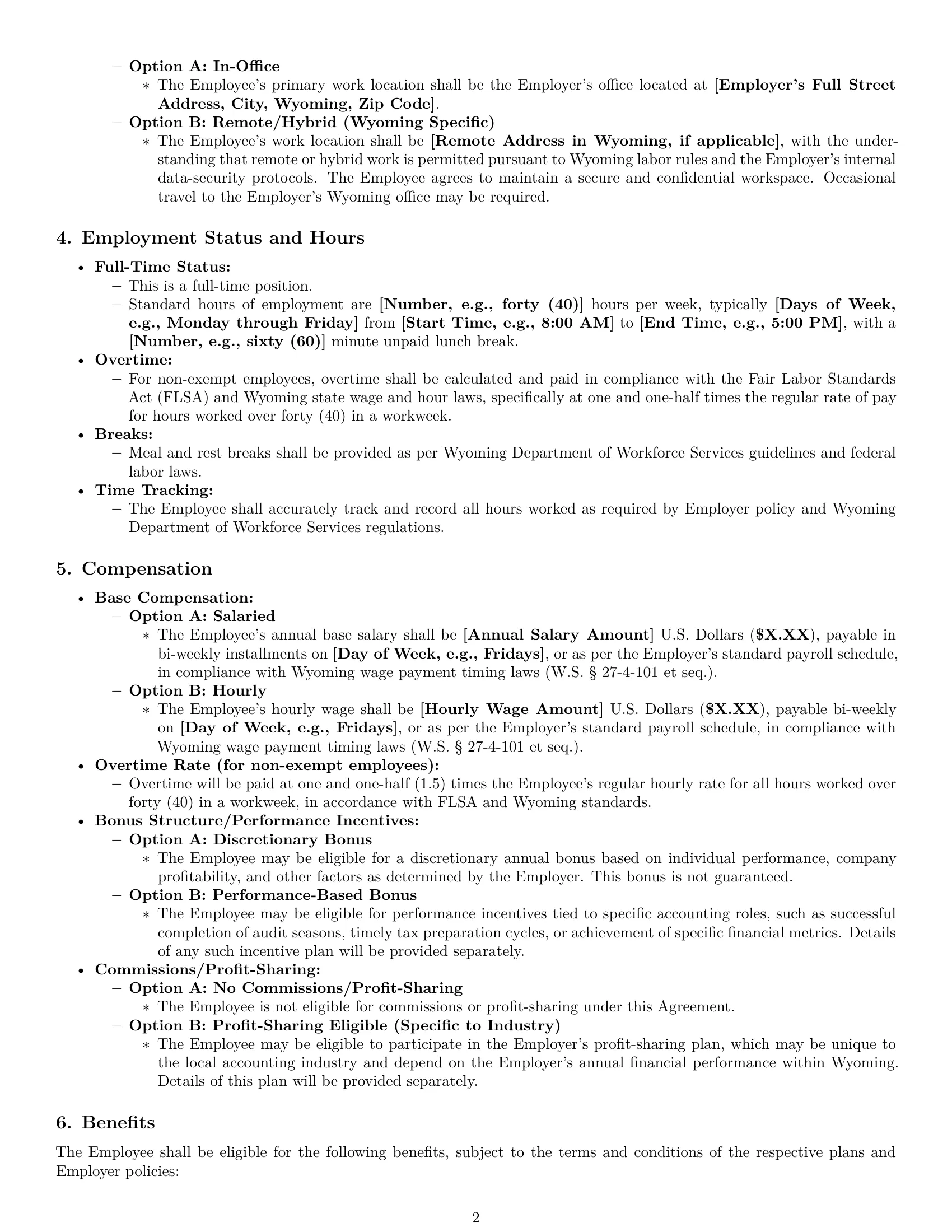Preview page 2 of Pro Wyoming accountant employment contract template