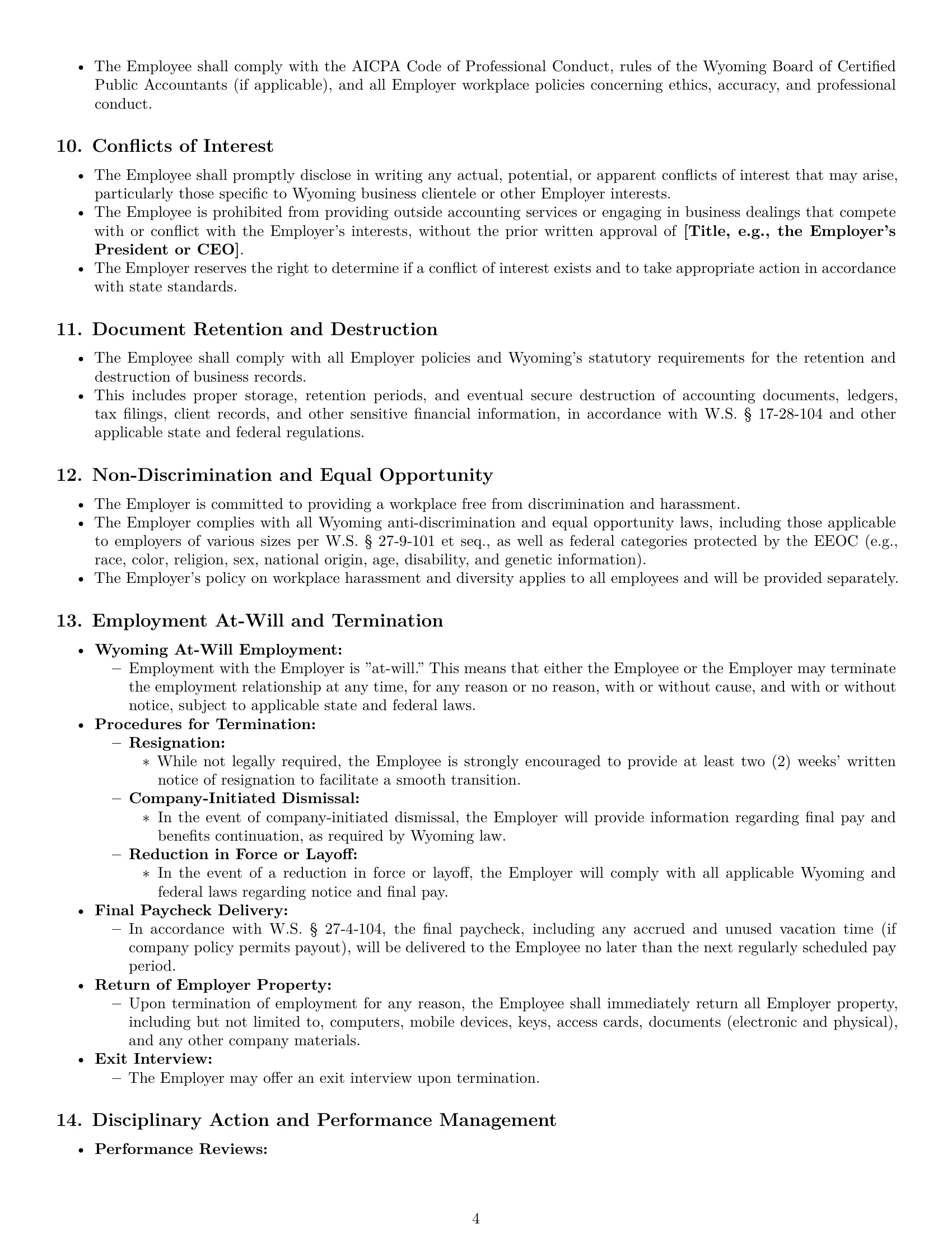 Preview page 4 of Pro Wyoming accountant employment contract template
