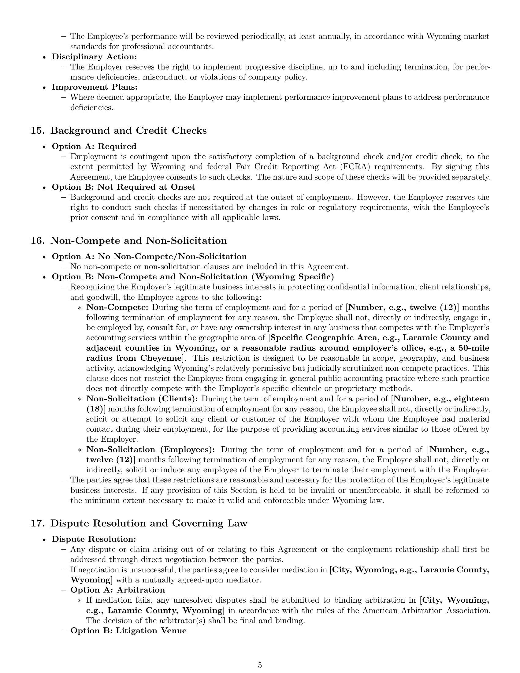 Preview page 5 of Pro Wyoming accountant employment contract template