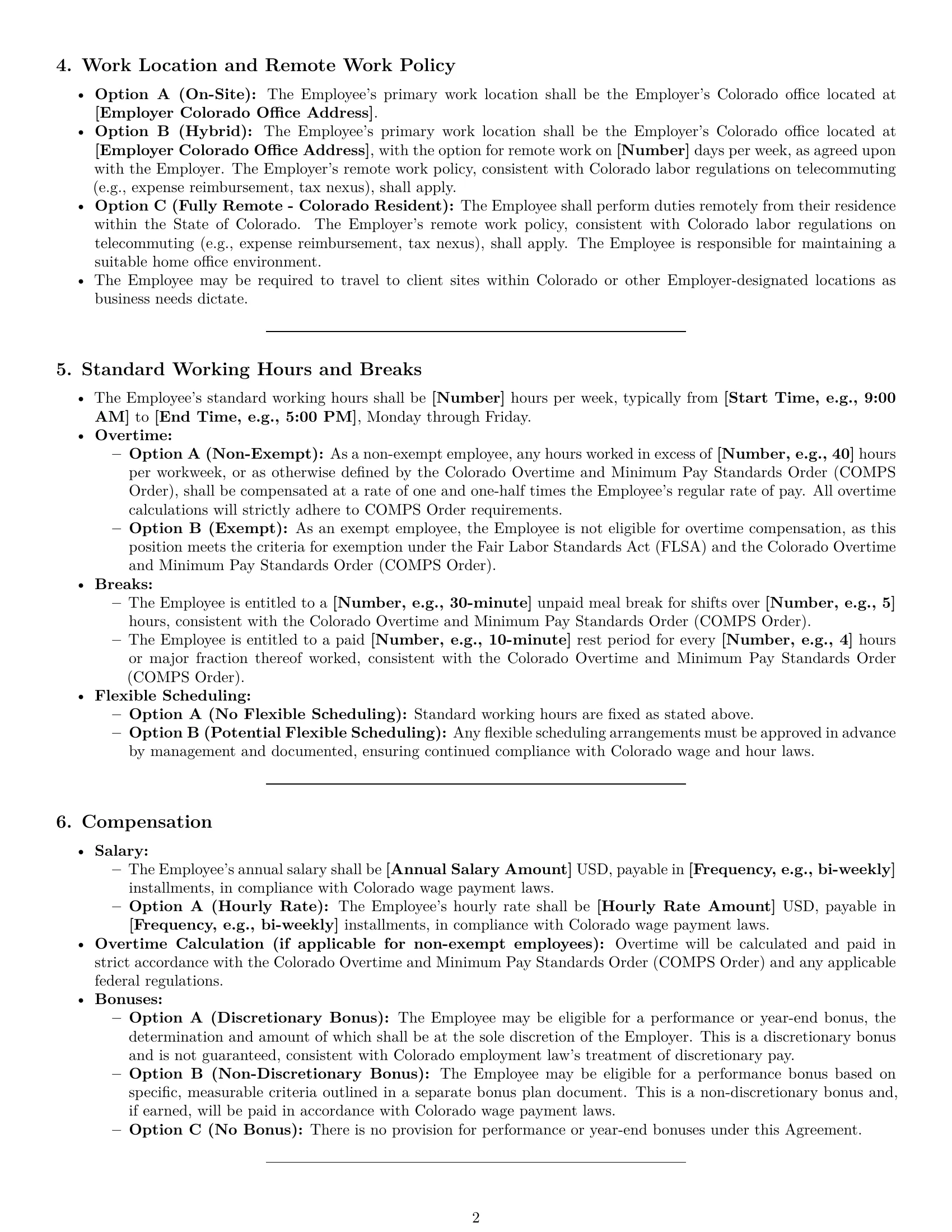 Preview page 2 of Pro Colorado accountant employment contract template