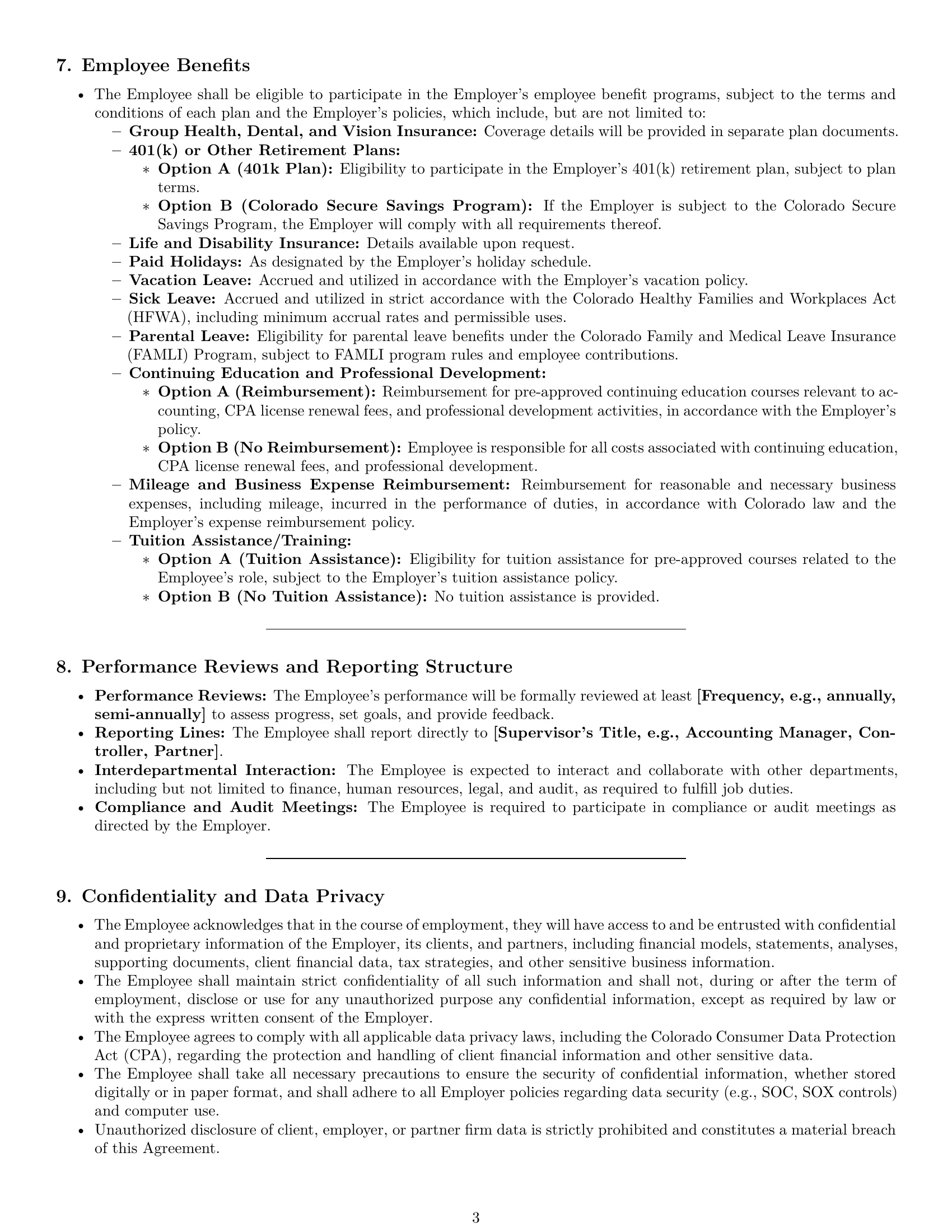 Preview page 3 of Pro Colorado accountant employment contract template