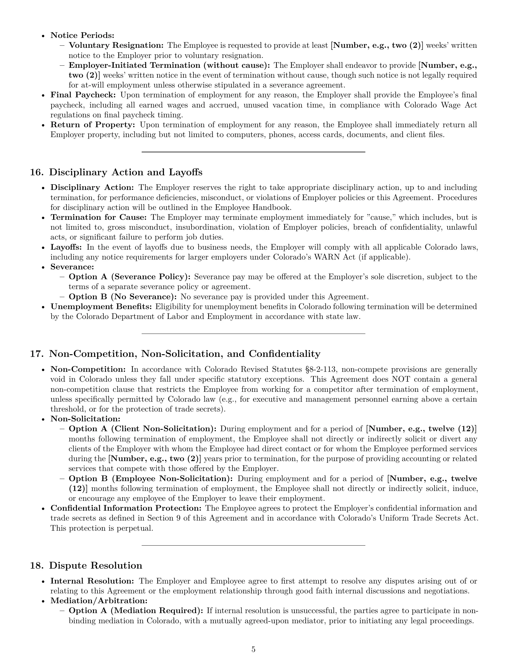 Preview page 5 of Pro Colorado accountant employment contract template
