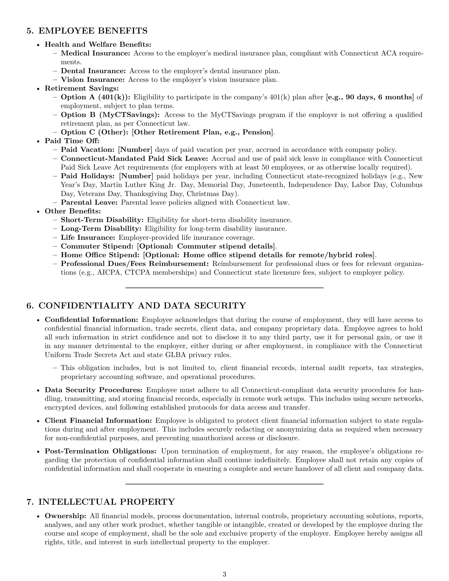 Preview page 3 of Pro Connecticut accountant employment contract template