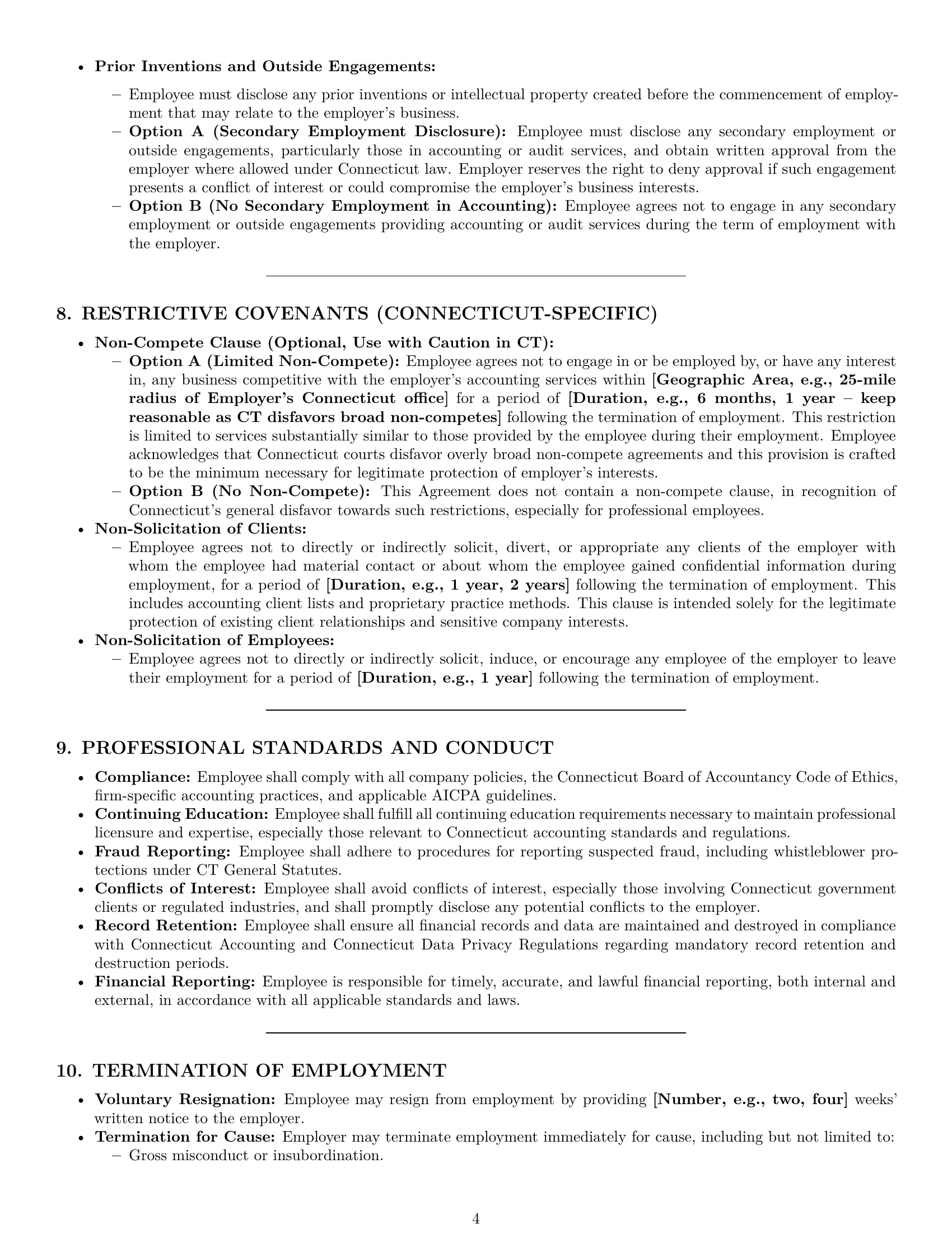 Preview page 4 of Pro Connecticut accountant employment contract template