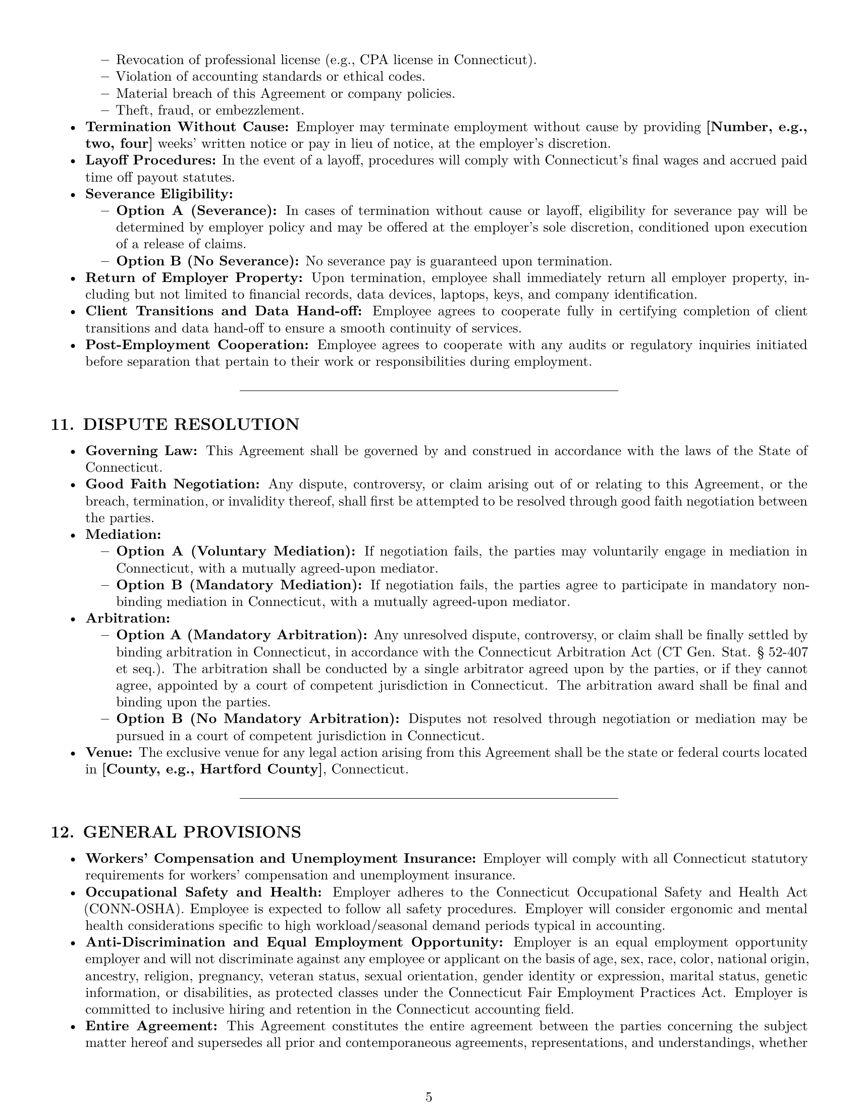 Preview page 5 of Pro Connecticut accountant employment contract template