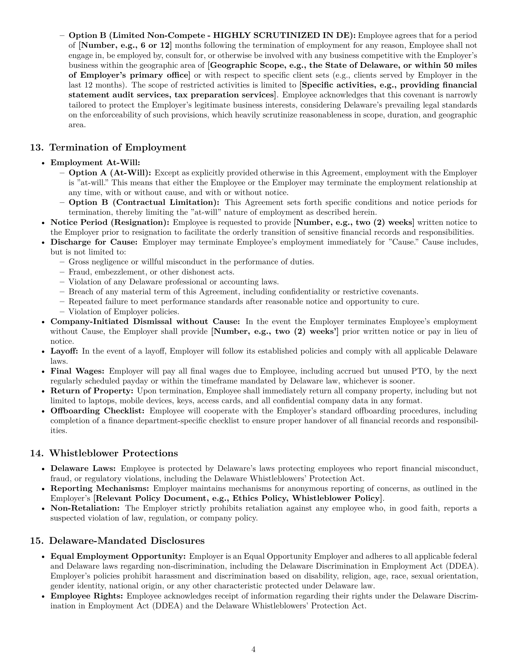 Preview page 4 of Pro Delaware accountant employment contract template