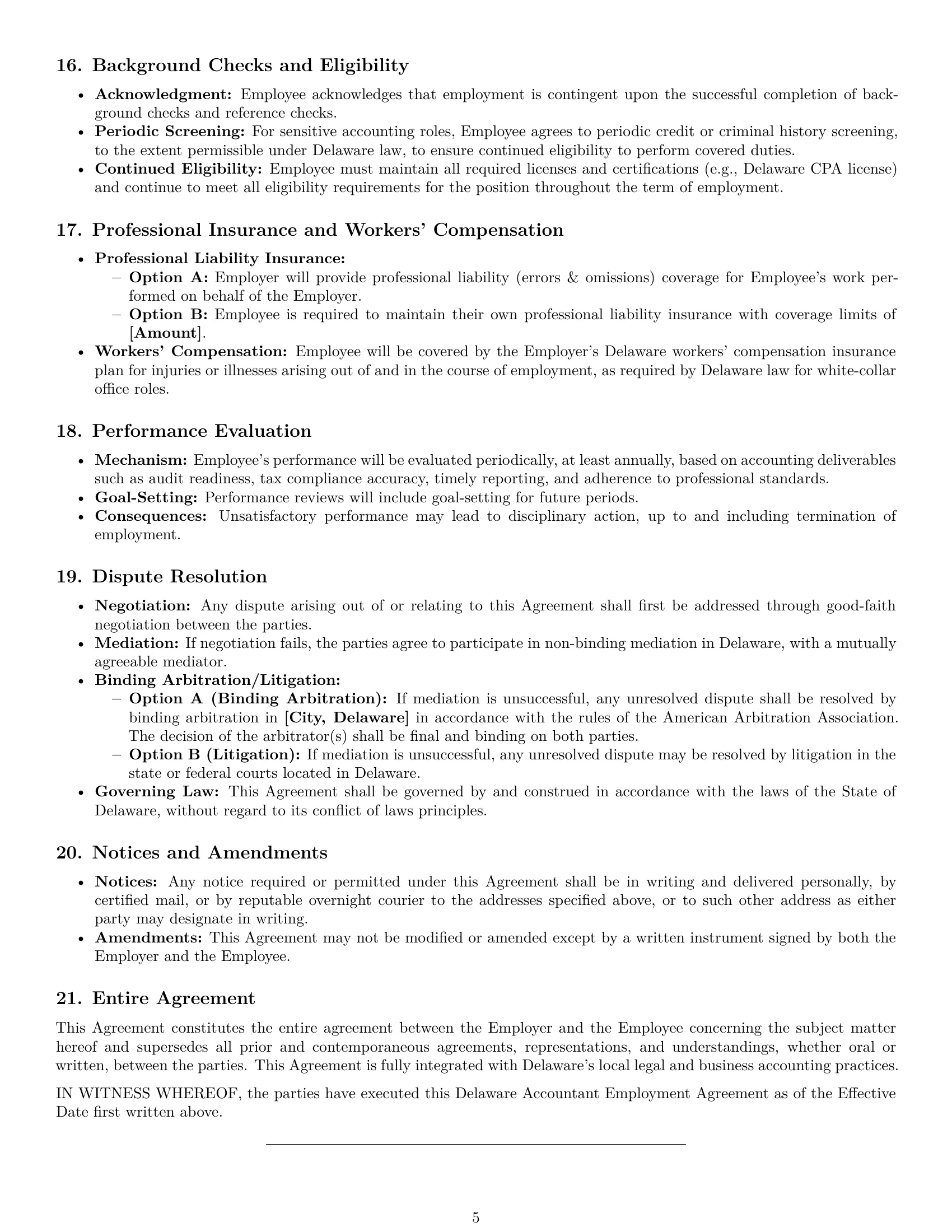 Preview page 5 of Pro Delaware accountant employment contract template