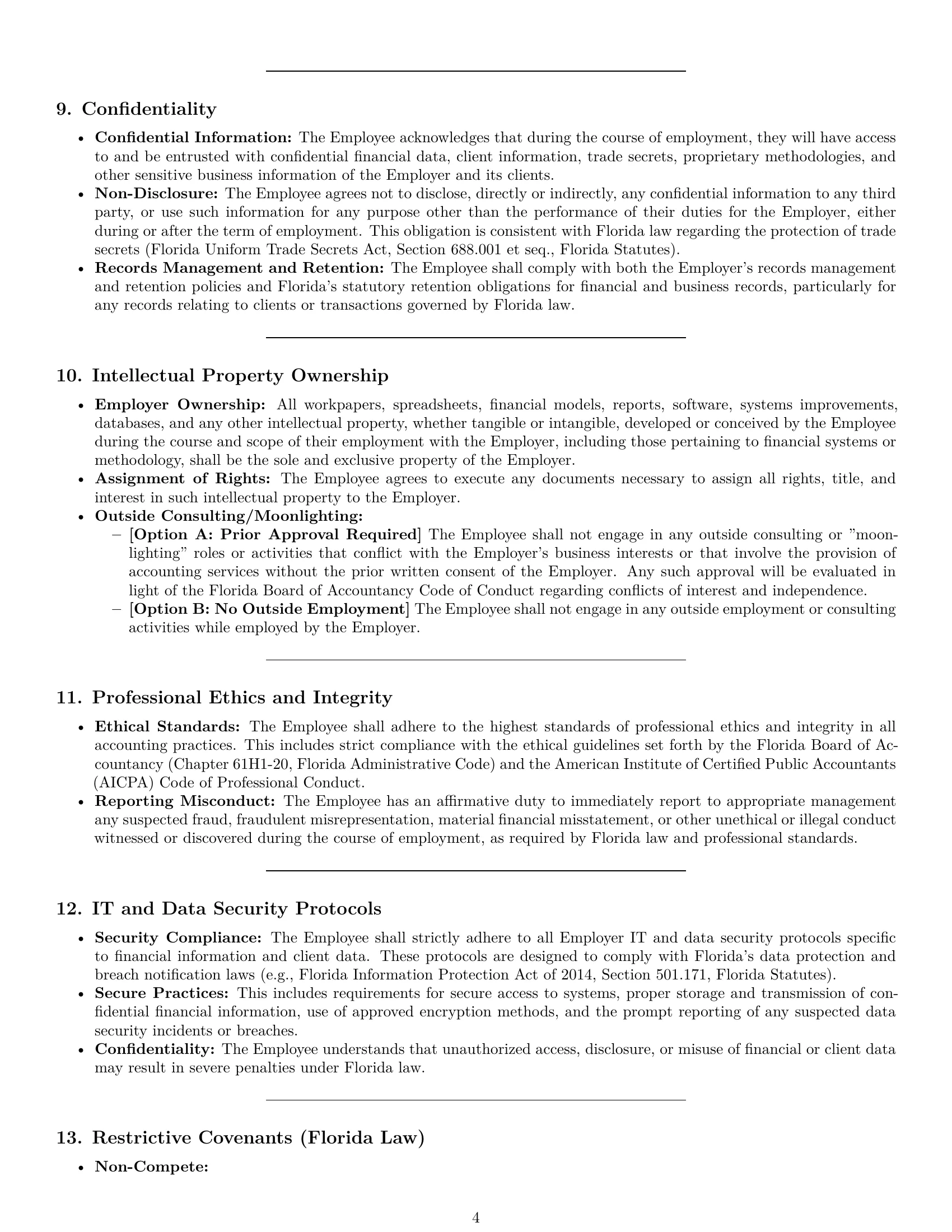 Preview page 4 of Pro Florida accountant employment contract template