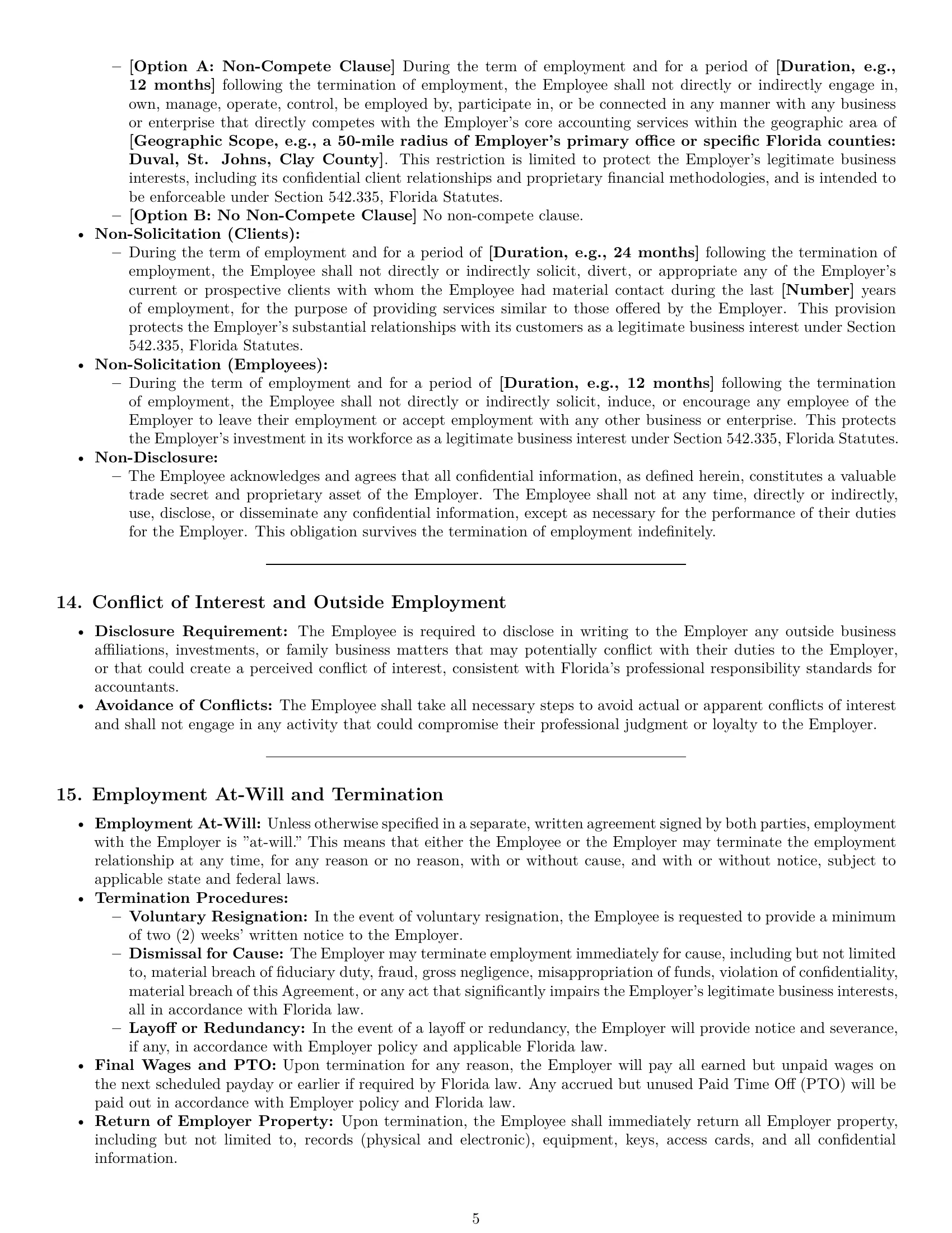 Preview page 5 of Pro Florida accountant employment contract template