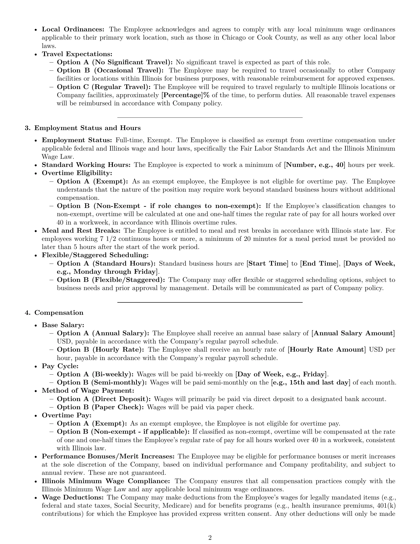 Preview page 2 of Pro Illinois HR generalist employment contract template
