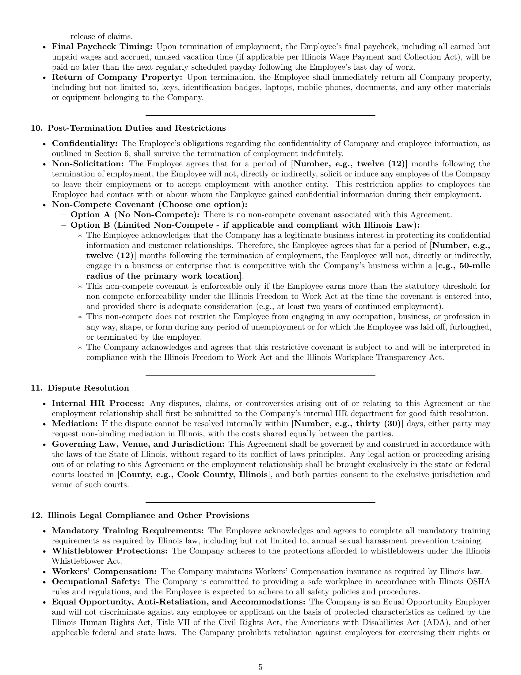 Preview page 5 of Pro Illinois HR generalist employment contract template