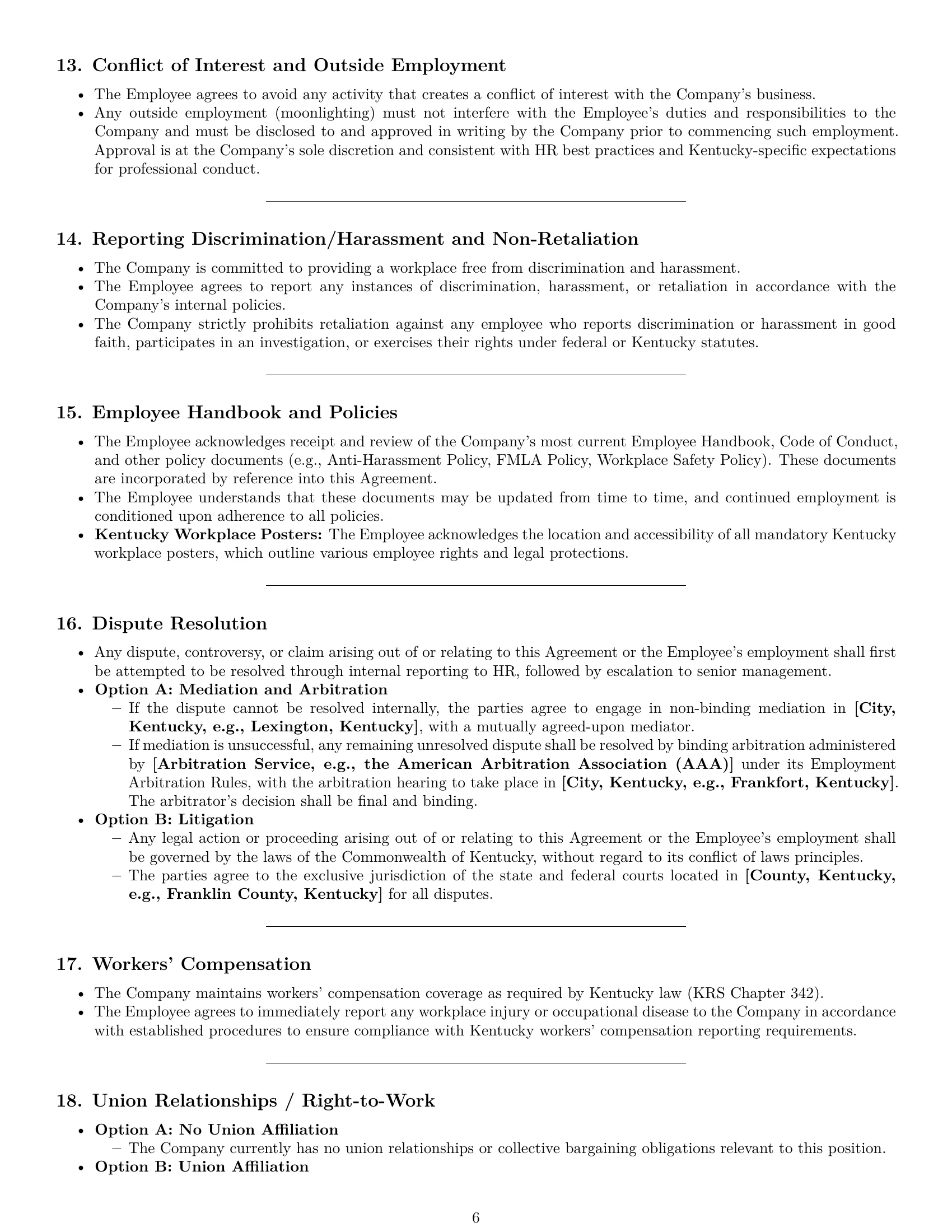 Preview page 6 of Pro Kentucky HR generalist employment contract template