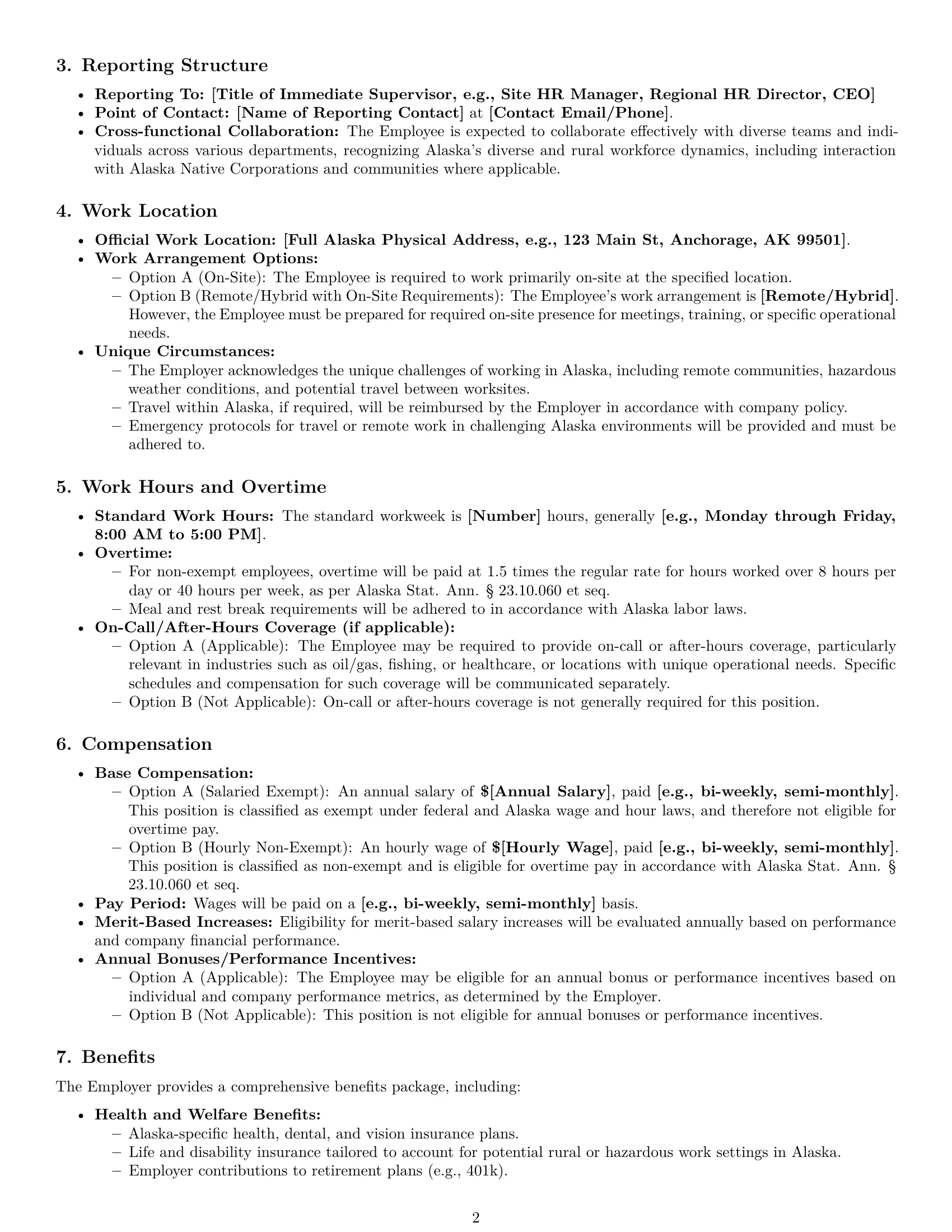 Preview page 2 of Pro Alaska HR generalist employment contract template